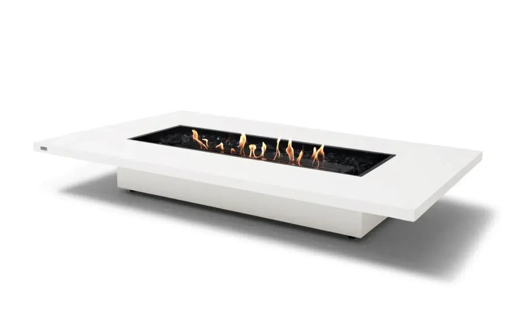 EcoSmart Fire Daiquiri 71" Bone Freestanding Outdoor Fire Table with Black Burner – Dual-Purpose Floating Design by MAD Design Group