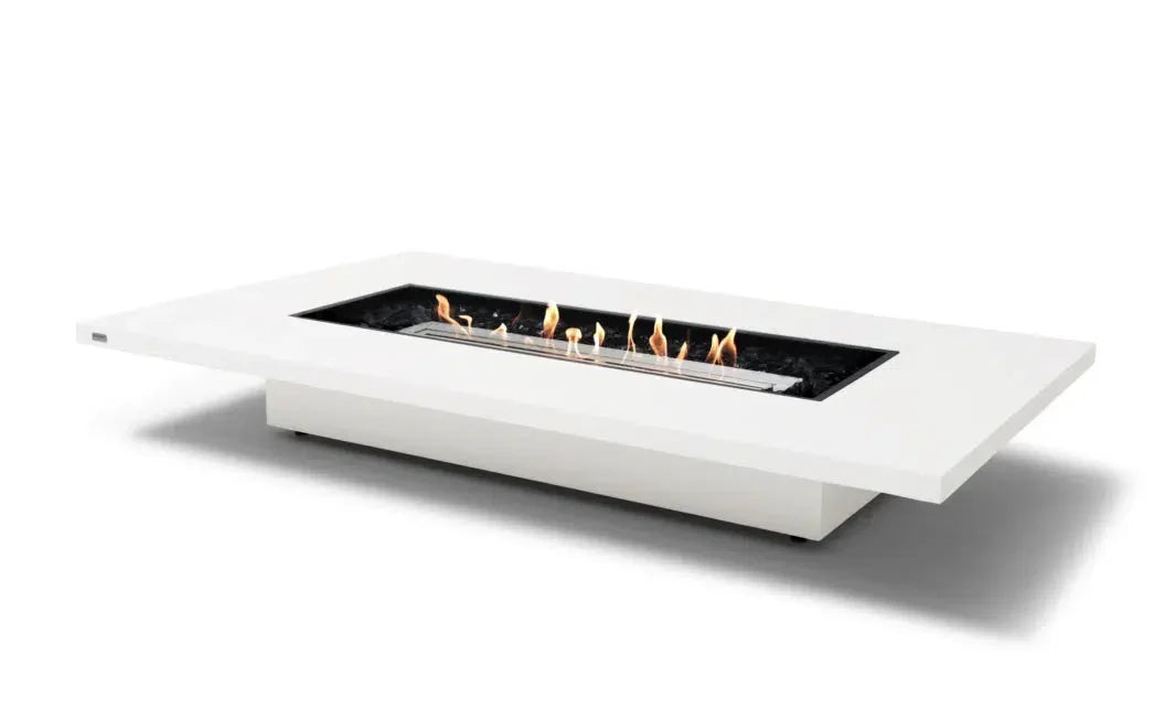 EcoSmart Fire Daiquiri 71" Bone Freestanding Outdoor Fire Table with Stainless Steel Burner – Weather Resistant Floating Design by MAD Design Group