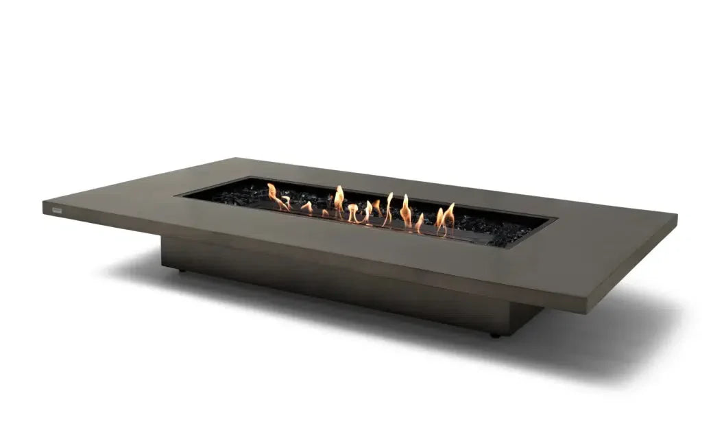 EcoSmart Fire Daiquiri 71" Natural Freestanding Indoor Fire Table with Black Burner and Floating Tabletop Design by MAD Design Group