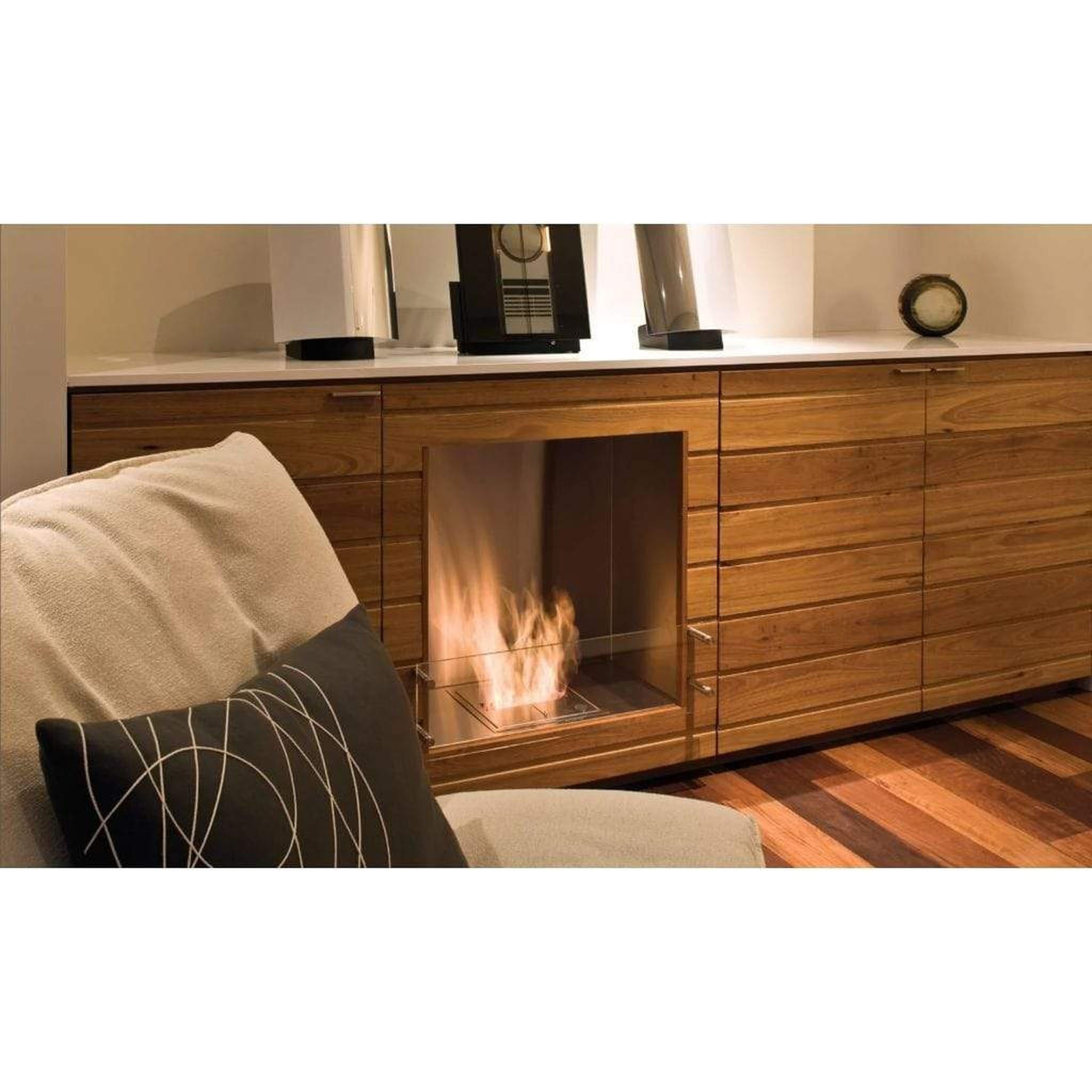 EcoSmart Fire Flex 32SS 39" Black Single Sided Ethanol Fireplace Insert with Clean-Burning Stainless Steel Burner by Mad Design Group