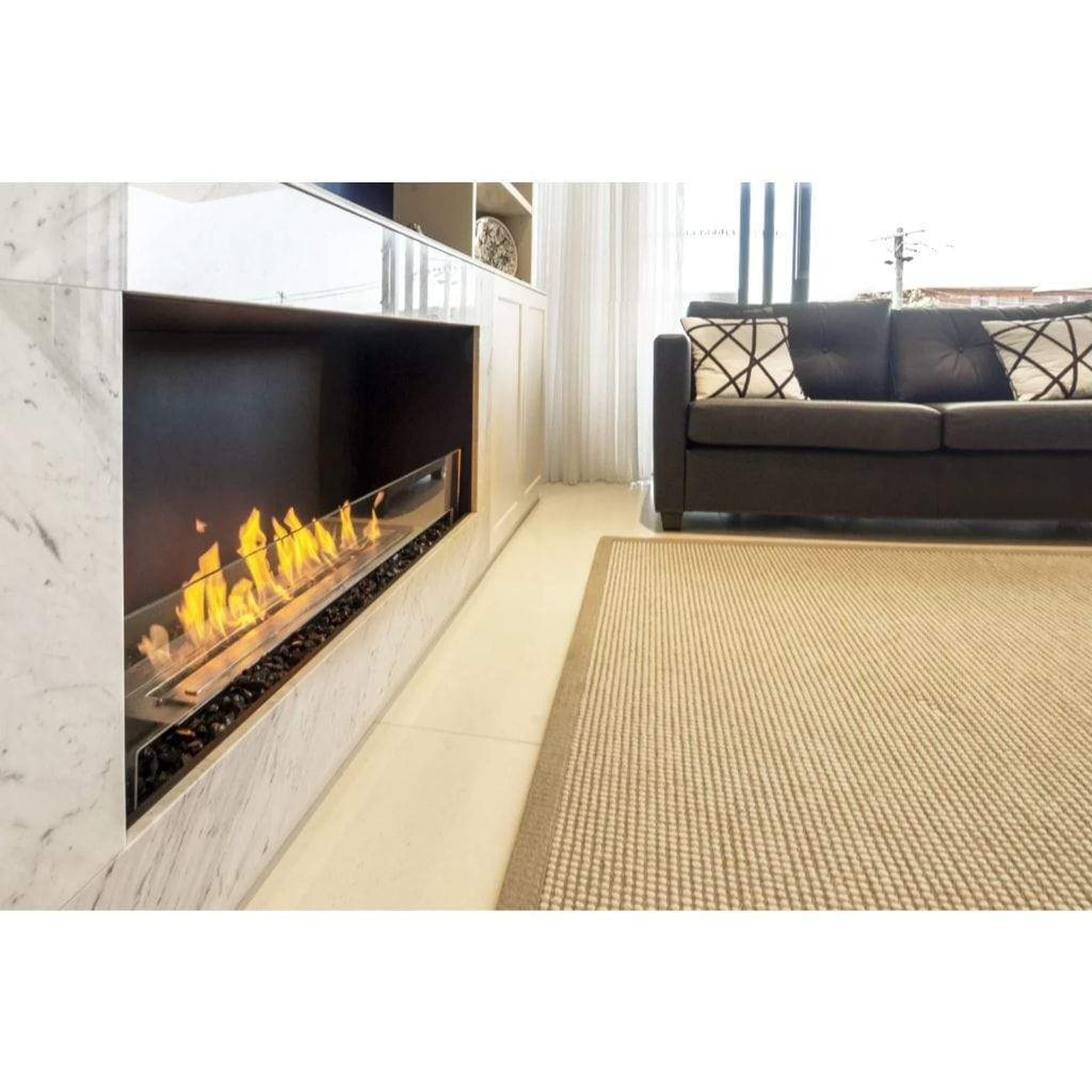 EcoSmart Fire Flex 42SS 49" Black Single Sided Ethanol Fireplace Insert with Clean-Burning Stainless Steel Burner by Mad Design Group