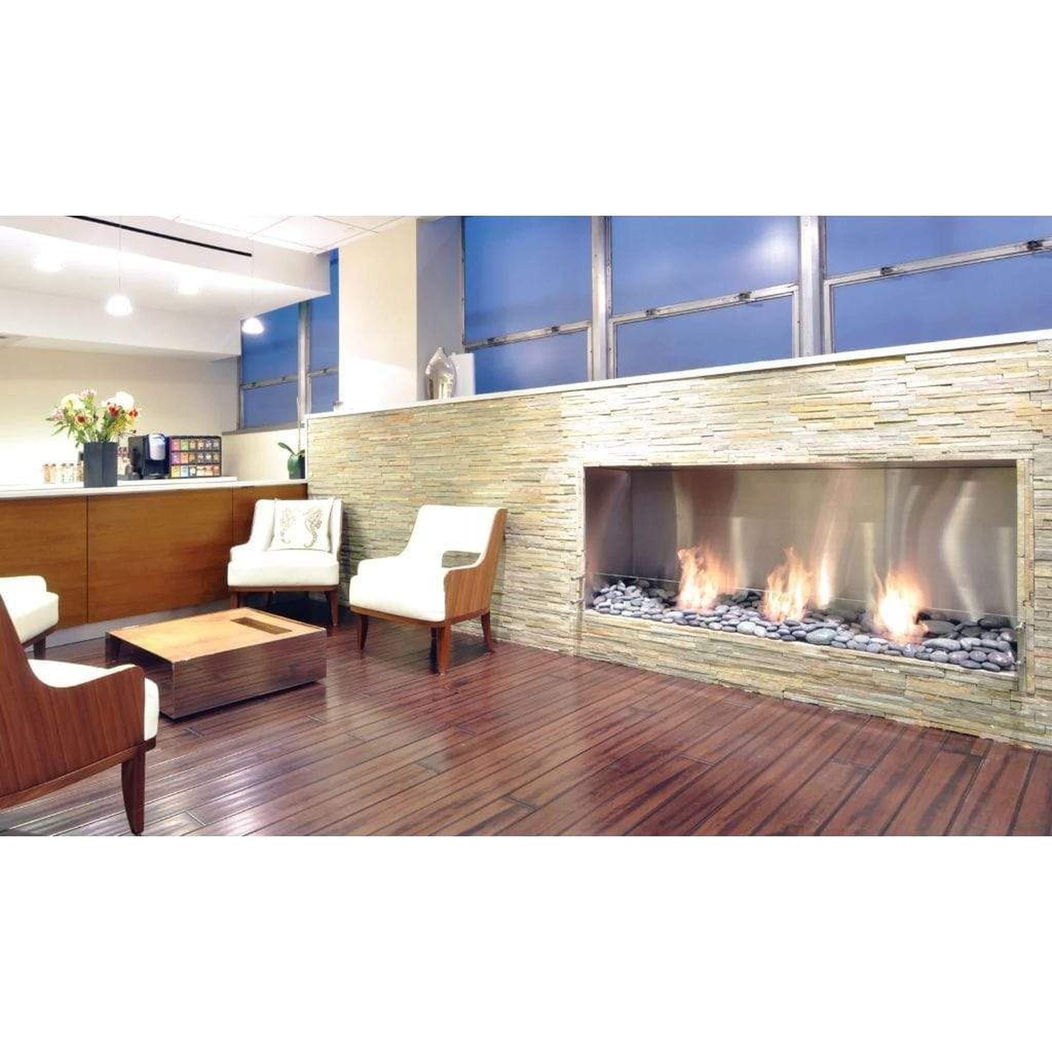 EcoSmart Fire Flex 68SS Black 76" Single Sided Ethanol Fireplace Insert with Stainless Steel Burner by Mad Design Group
