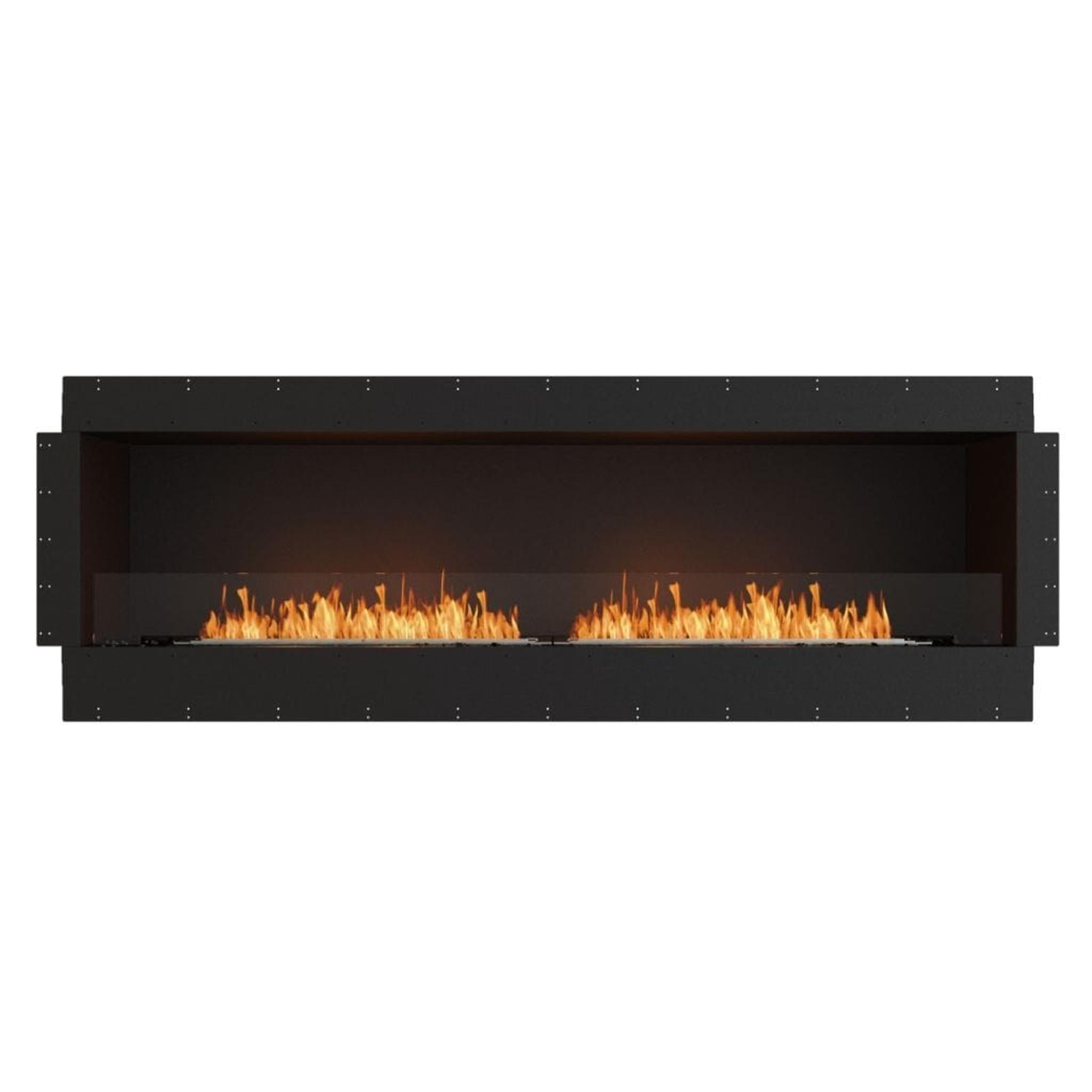EcoSmart Fire Flex 86SS 94" Black Single Sided Ethanol Fireplace Insert with Stainless Steel Burner and Decorative Black Glass Charcoal by Mad Design Group