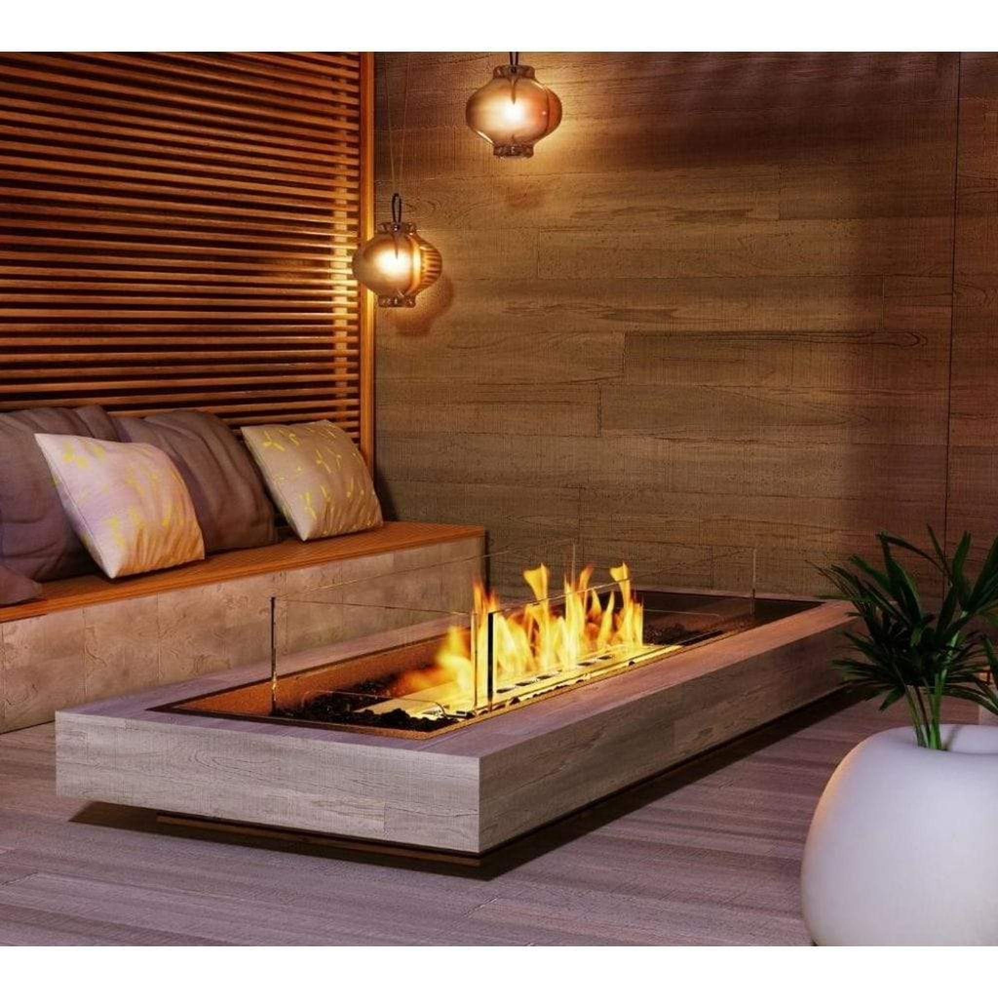EcoSmart Fire Linear 65 64" Black Outdoor Fire Pit Kit with Stainless Steel Ethanol Burner – Modern Elegance by Mad Design Group