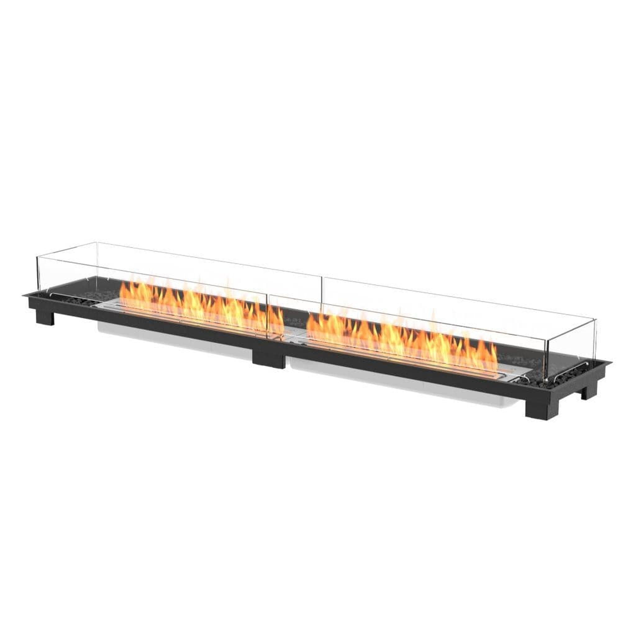 EcoSmart Fire Linear 90 90" Black Indoor Fire Pit Kit with Stainless Steel Ethanol Burner – Streamlined Design by Mad Design Group