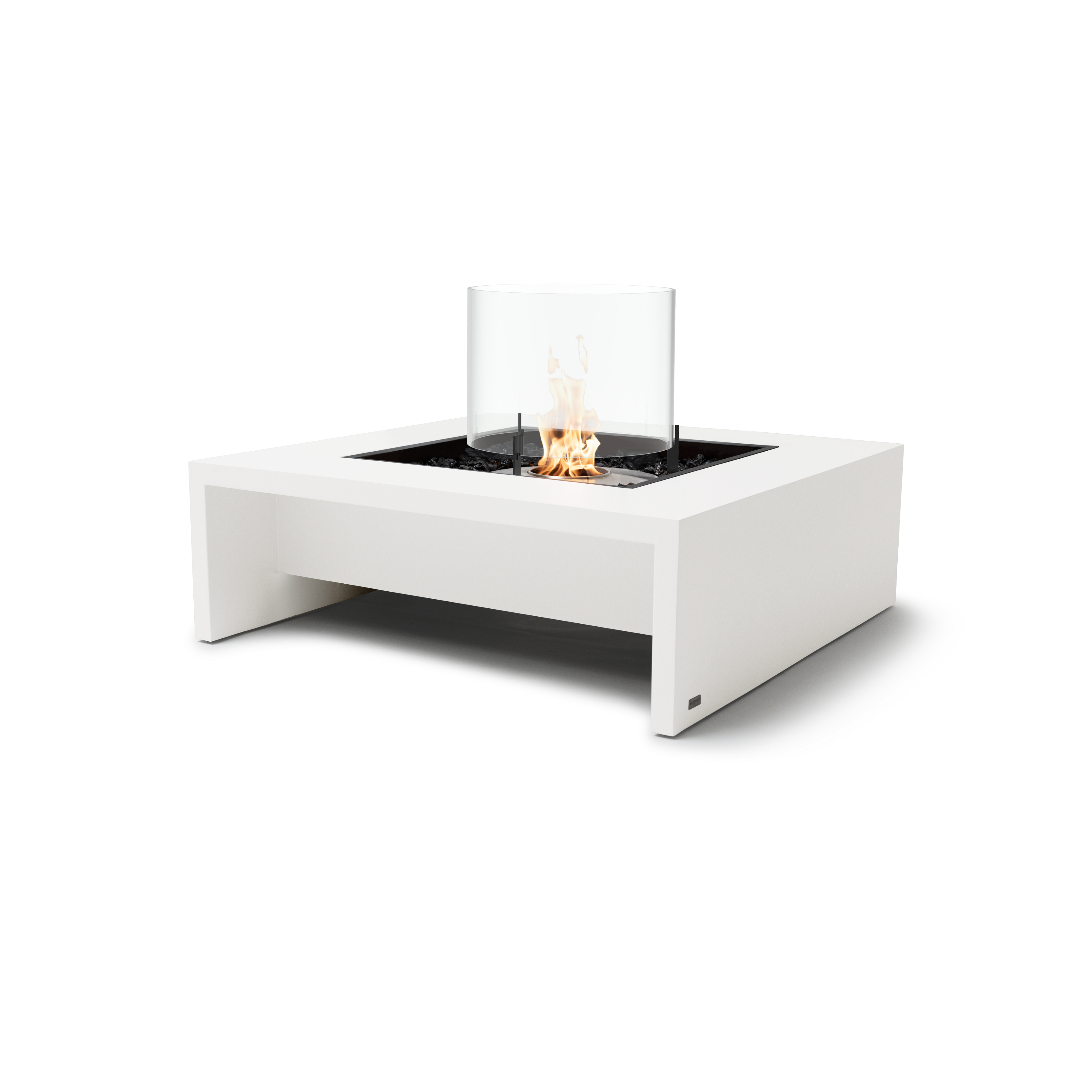 EcoSmart Fire Mojito 40" Bone Freestanding Indoor Fire Table with Stainless Steel Burner and Waterfall Edge by MAD Design Group