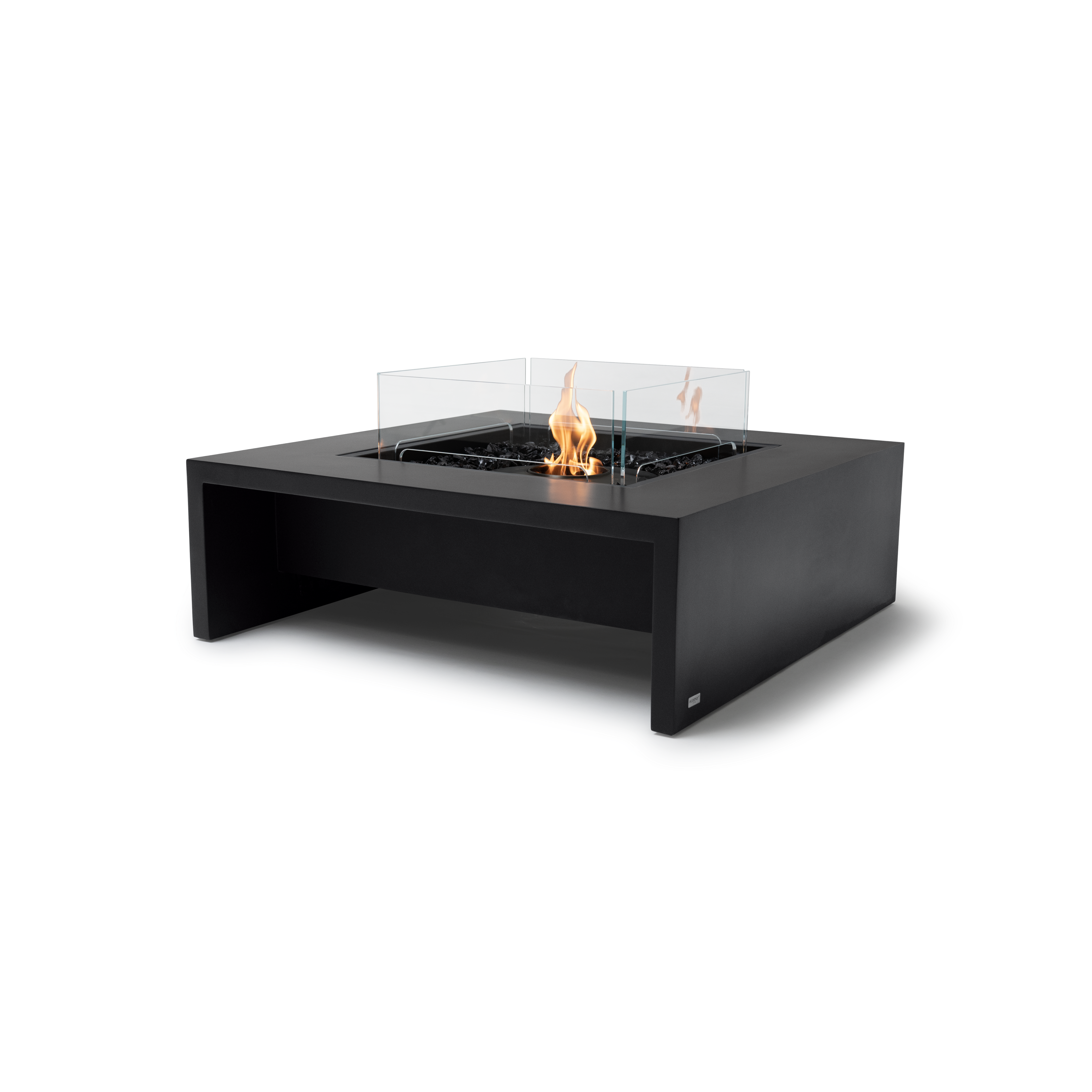 EcoSmart Fire Mojito 40" Graphite Freestanding Outdoor Fire Table with Black Burner and Waterfall Edge Design by MAD Design Group