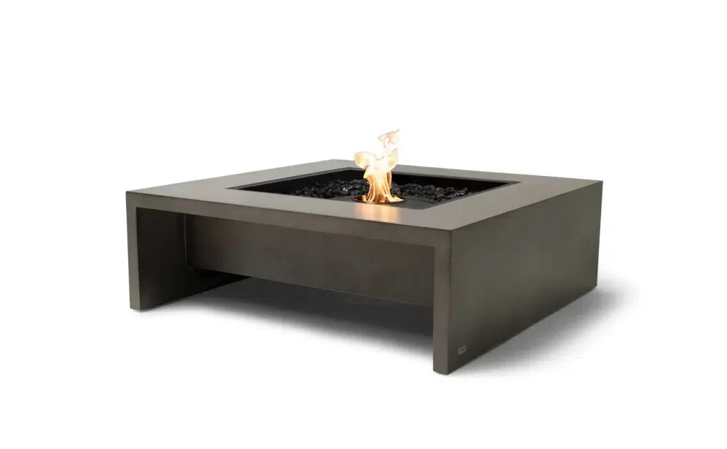 EcoSmart Fire Mojito 40" Natural Freestanding Outdoor Fire Table with Black Burner and Waterfall Edge Design by MAD Design Group