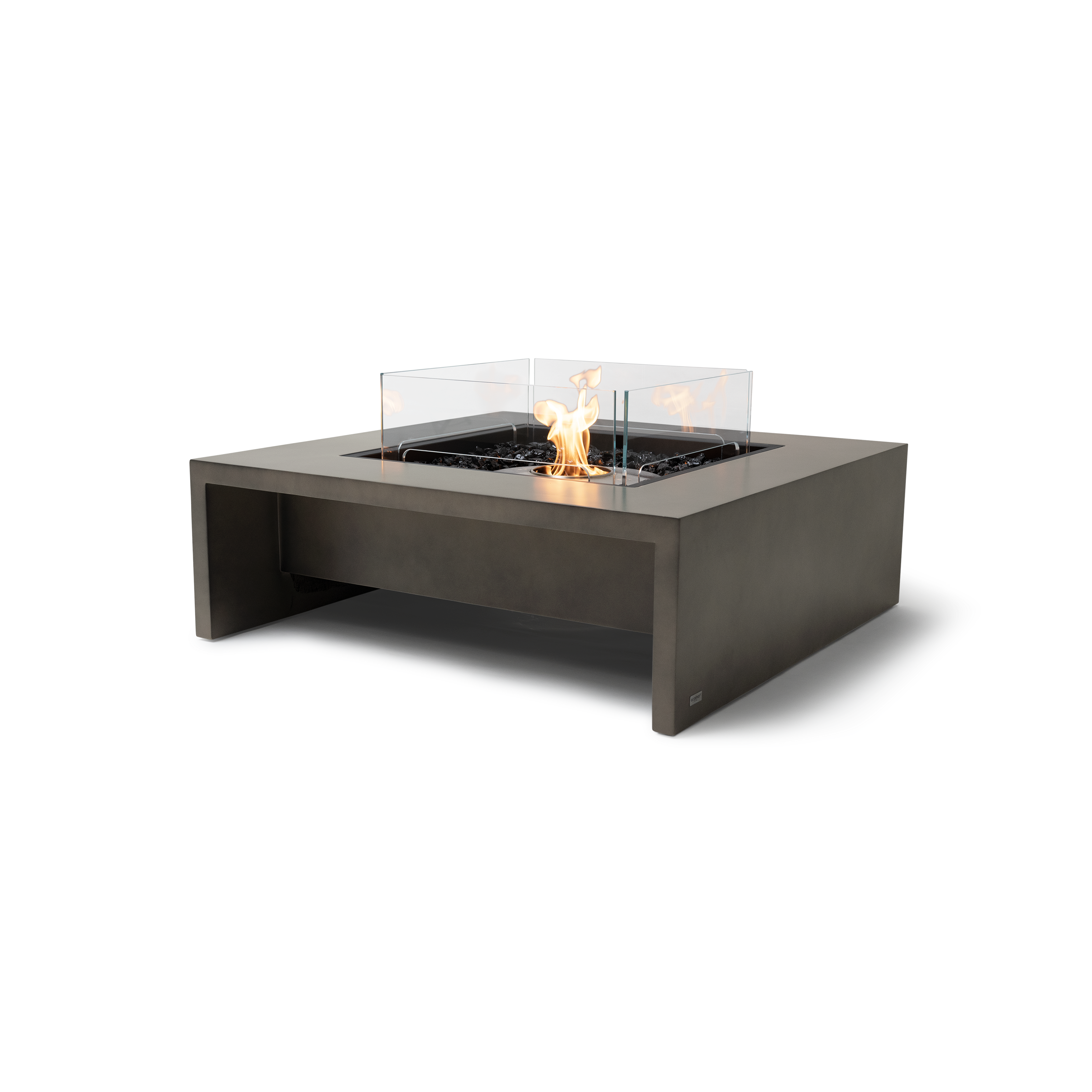 EcoSmart Fire Mojito 40" Natural Freestanding Outdoor Fire Table with Stainless Steel Burner and Waterfall Edge Design by MAD Design Group