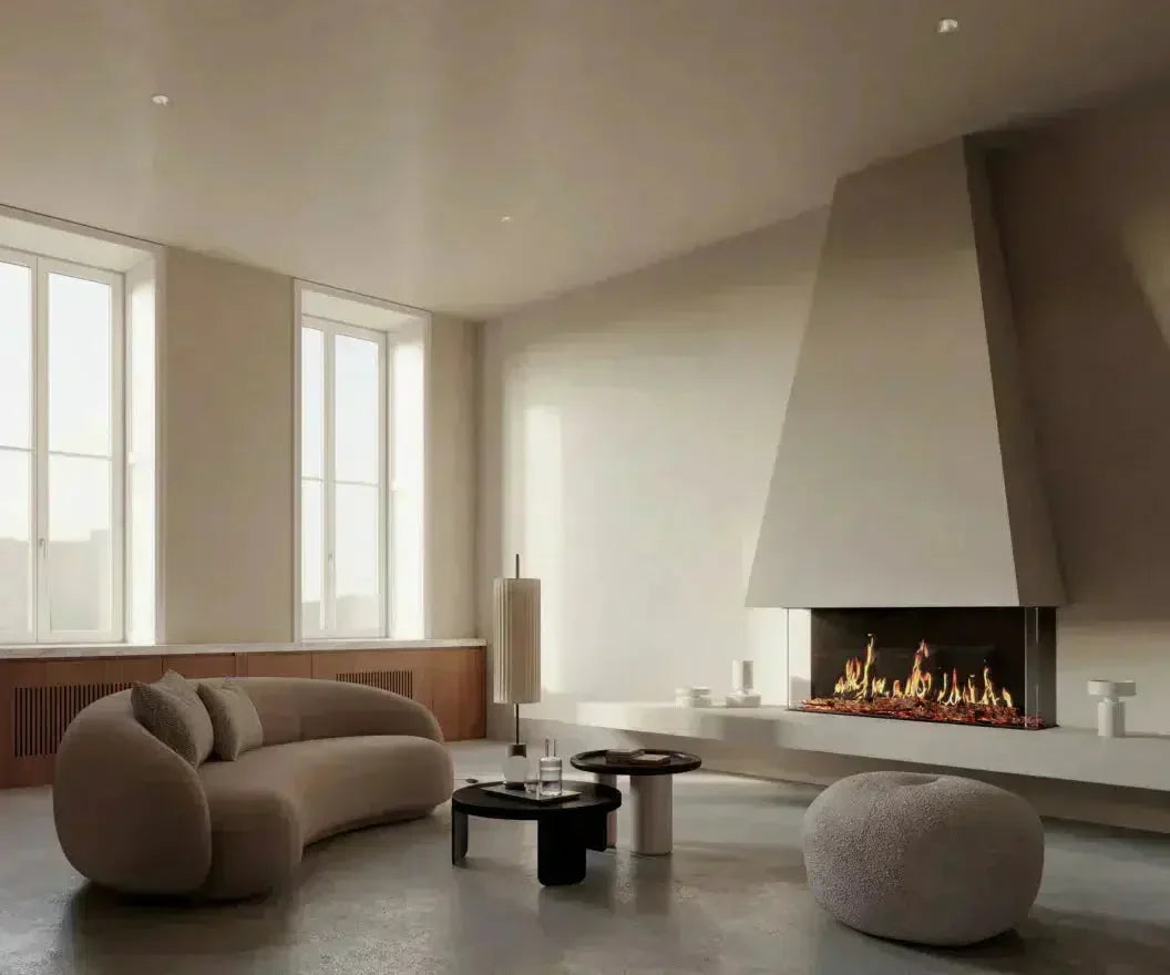 EcoSmart Fire Motion 120" Black Left Corner Electric Fireplace with Motion Picture Flame Technology by MAD Design Group