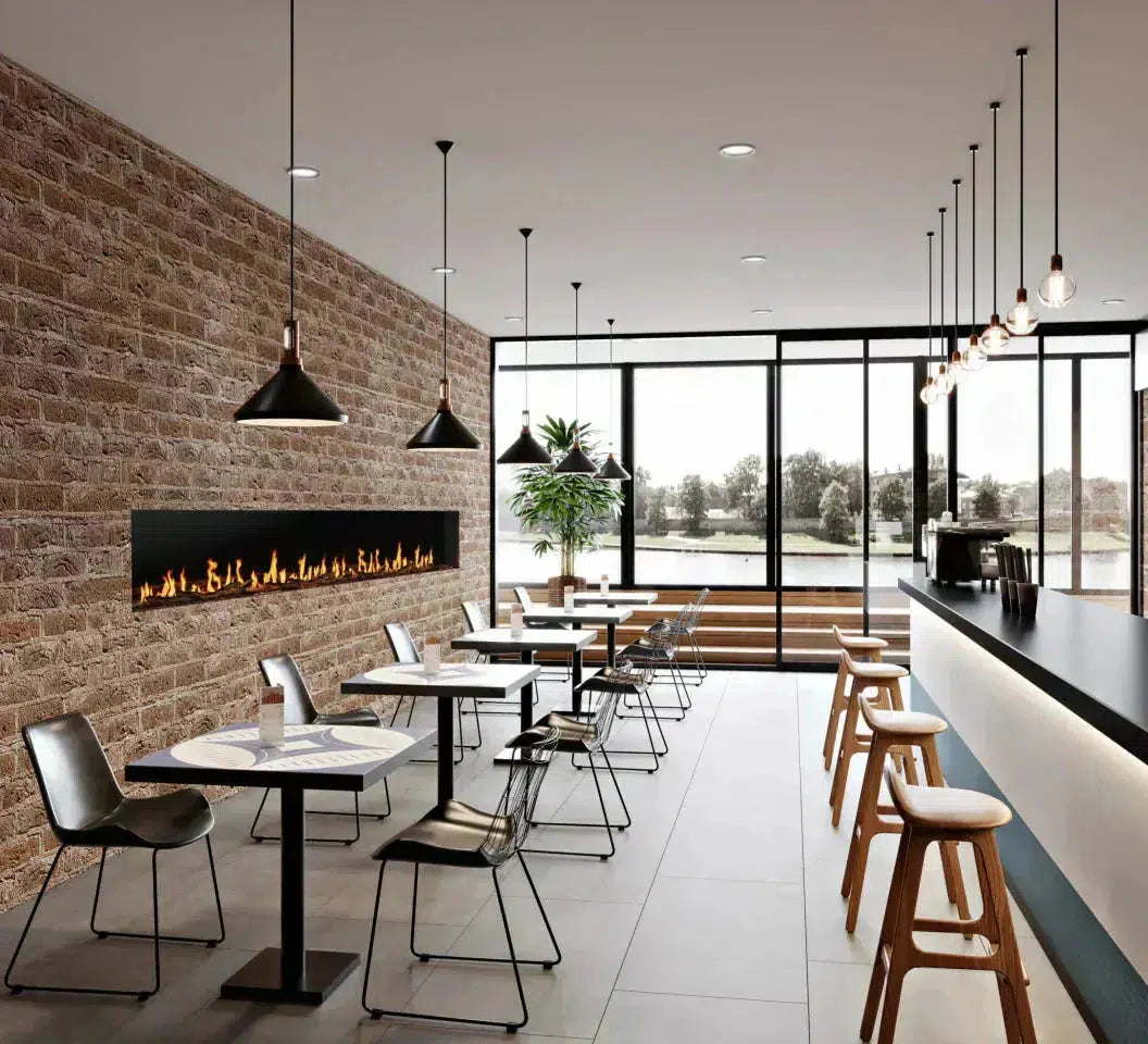 EcoSmart Fire Motion 120" Black Right Corner Electric Fireplace with Motion Picture Flame Technology by MAD Design Group