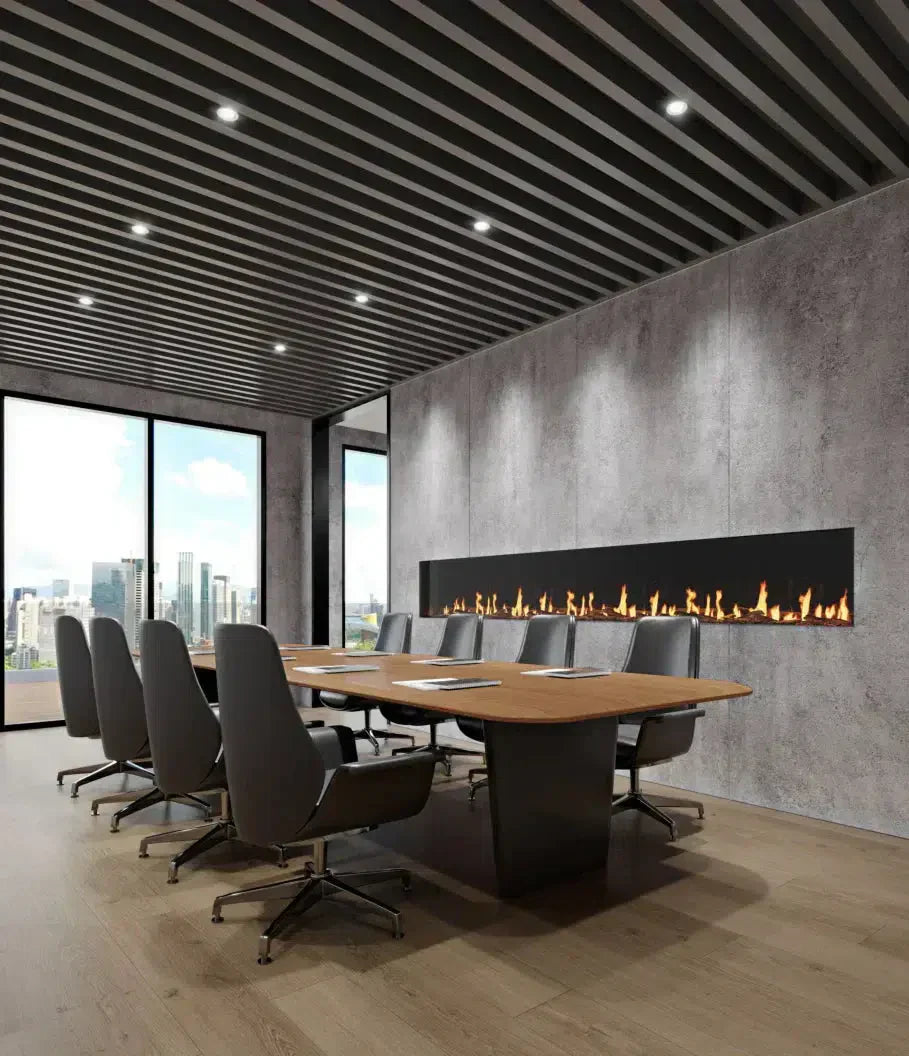 EcoSmart Fire Motion 60" Black Left Corner Electric Fireplace with Motion Picture Flame Technology by MAD Design Group