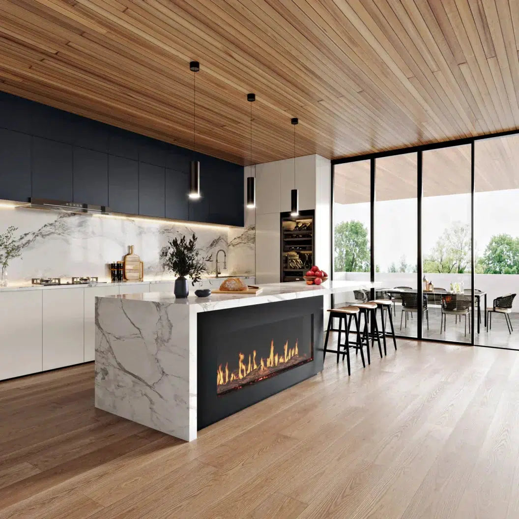 EcoSmart Fire Motion 60" Black Right Corner Electric Fireplace with Motion Picture Flame Technology by MAD Design Group
