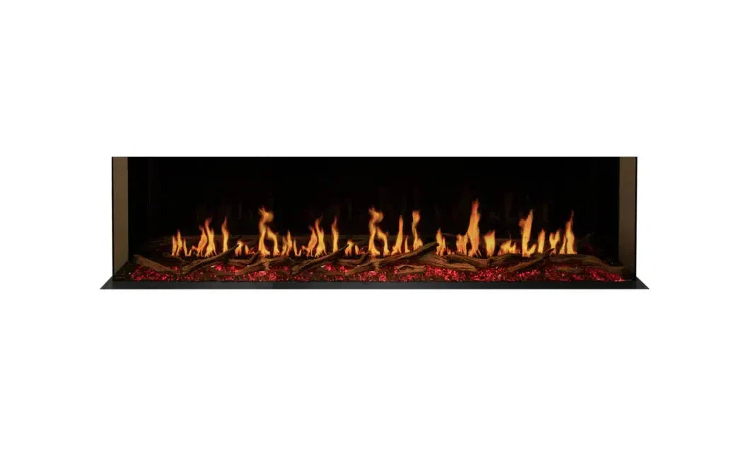 EcoSmart Fire Motion 76" Black Right Corner Electric Fireplace with Motion Picture Flame Technology by MAD Design Group