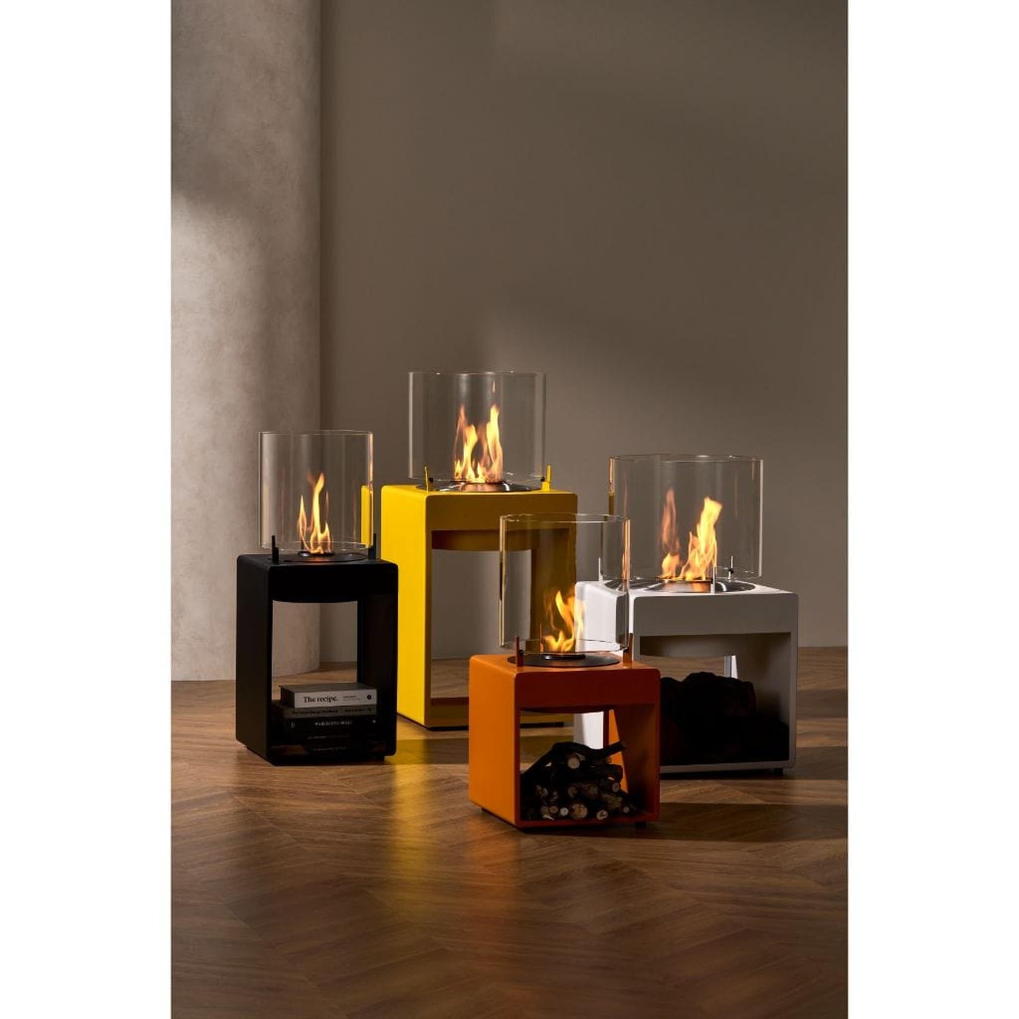 EcoSmart Fire POP 3L 27" Yellow Freestanding Modern Retro Fireplace with Black Burner by MAD Design Group