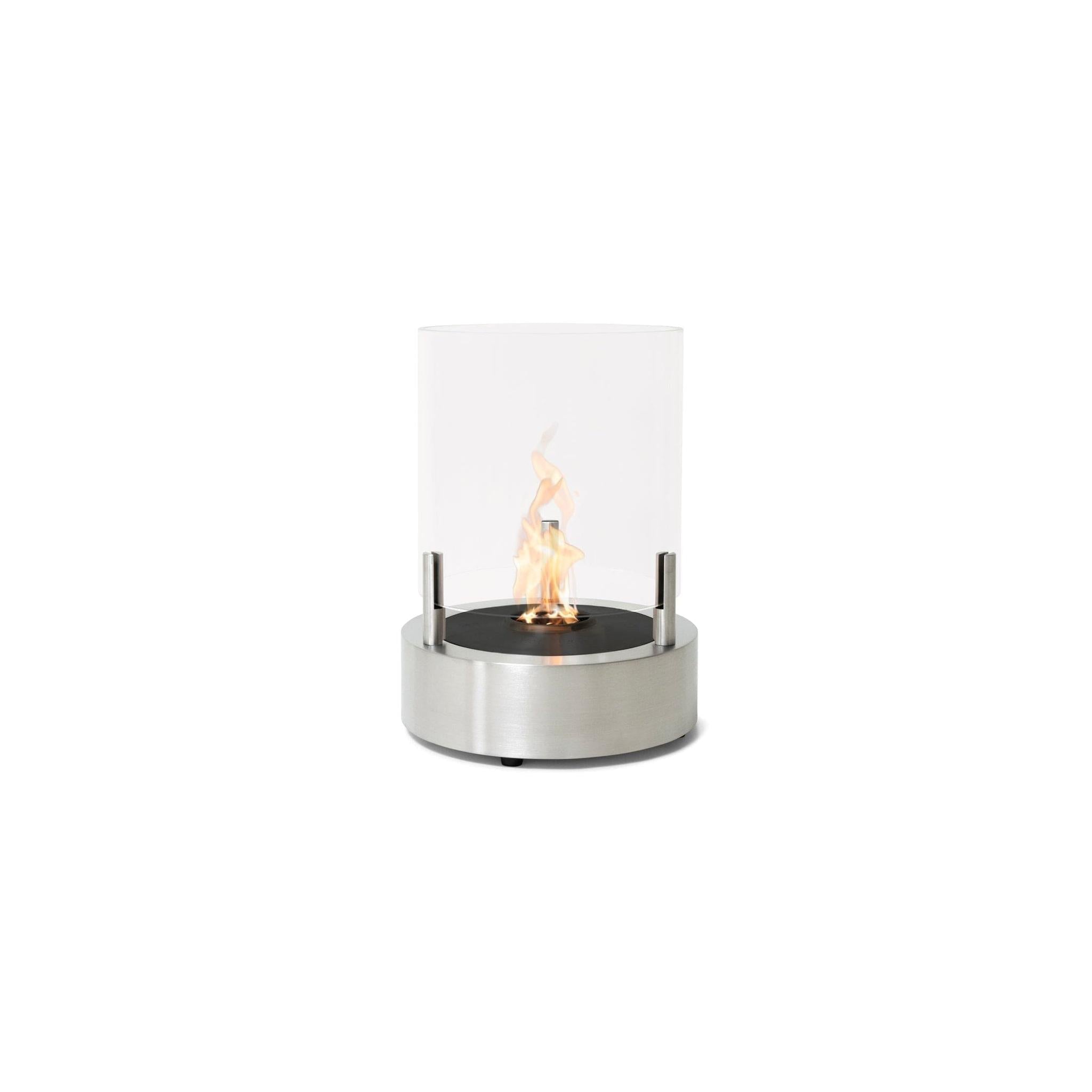 EcoSmart Fire T-Lite 3 18" Stainless Steel Freestanding Designer Fireplace with Black Burner and Hypnotic Dancing Flame by MAD Design Group