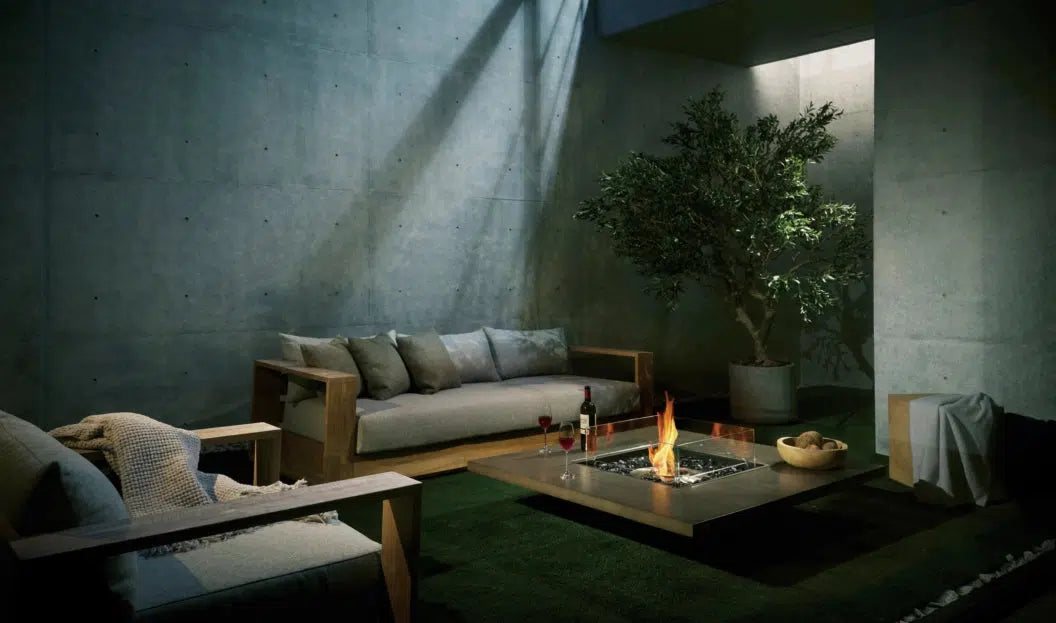 EcoSmart Fire Vertigo 50" Natural Freestanding Indoor Fire Table with Stainless Steel Burner – Coffee Table Conversion Option by MAD Design Group