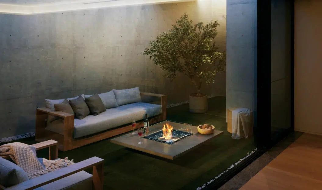 EcoSmart Fire Vertigo 50" Natural Freestanding Outdoor Fire Table with Stainless Steel Burner and Floating Base by MAD Design Group