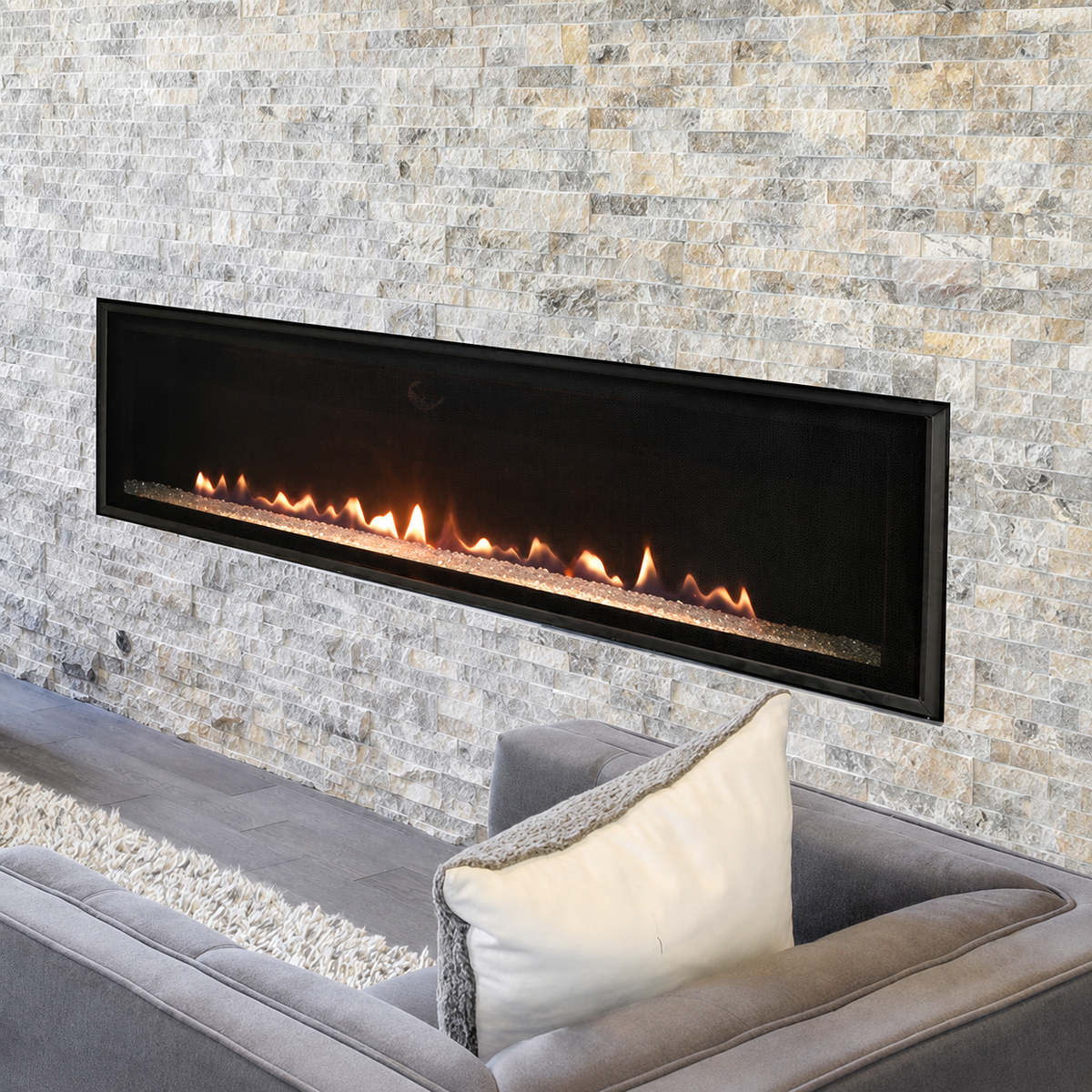Empire Loft 46" Linear Direct Vent Gas Fireplace With On/Off Switch and Crushed Glass