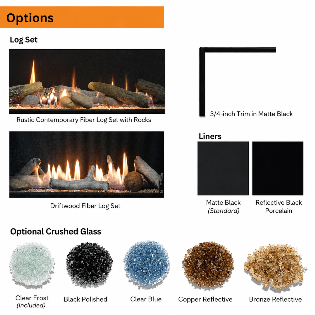 Empire Loft 46" Linear Direct Vent Gas Fireplace With On/Off Switch and Crushed Glass