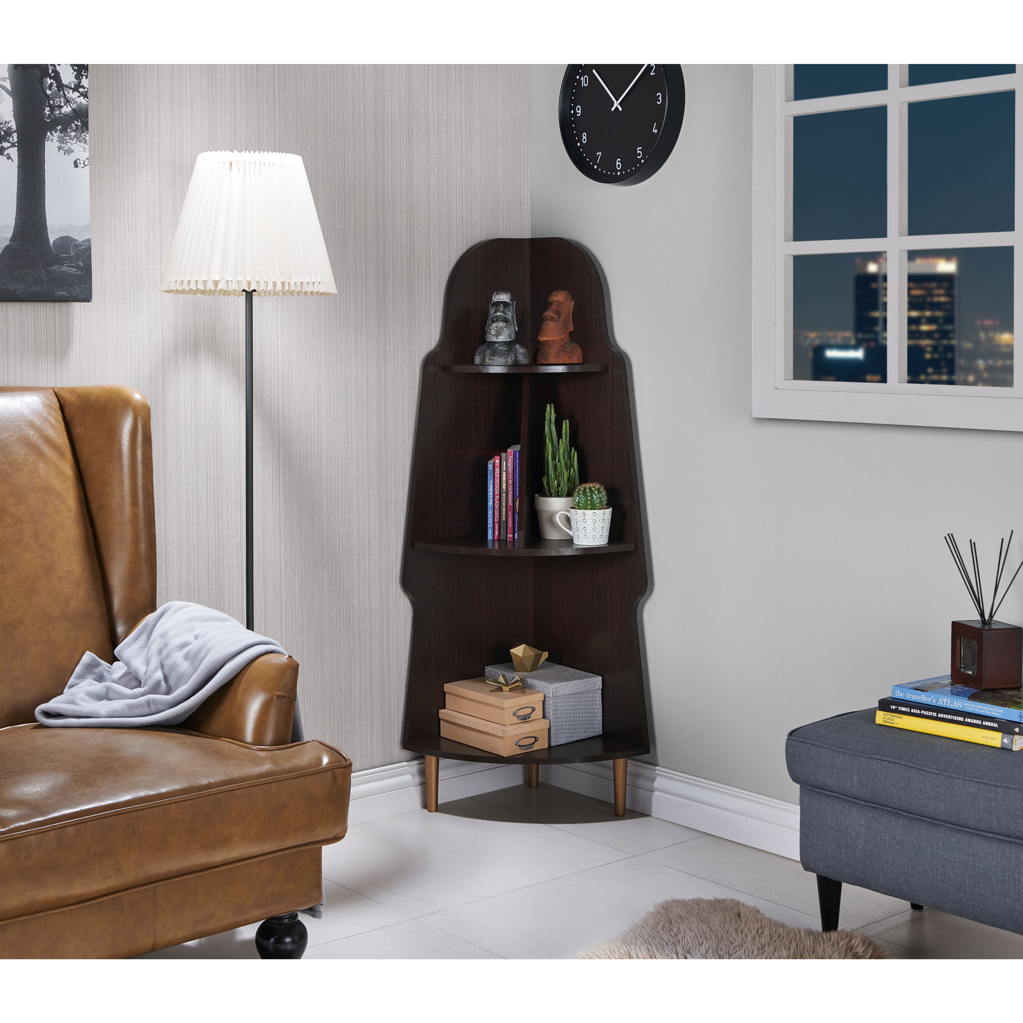 Cellex 4-Shelf Corner Bookcase