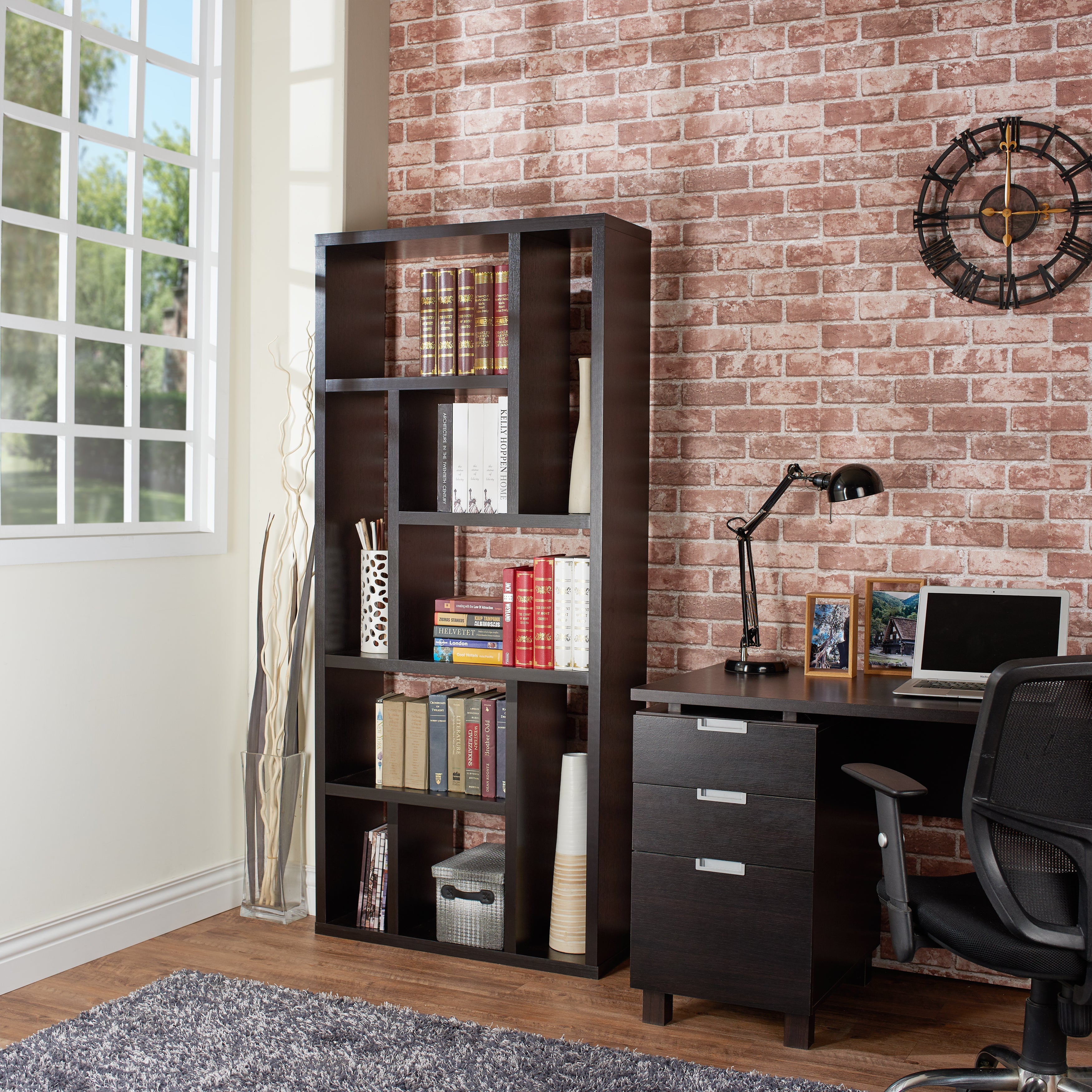 Zina Modern 9-Shelf Display Cabinet