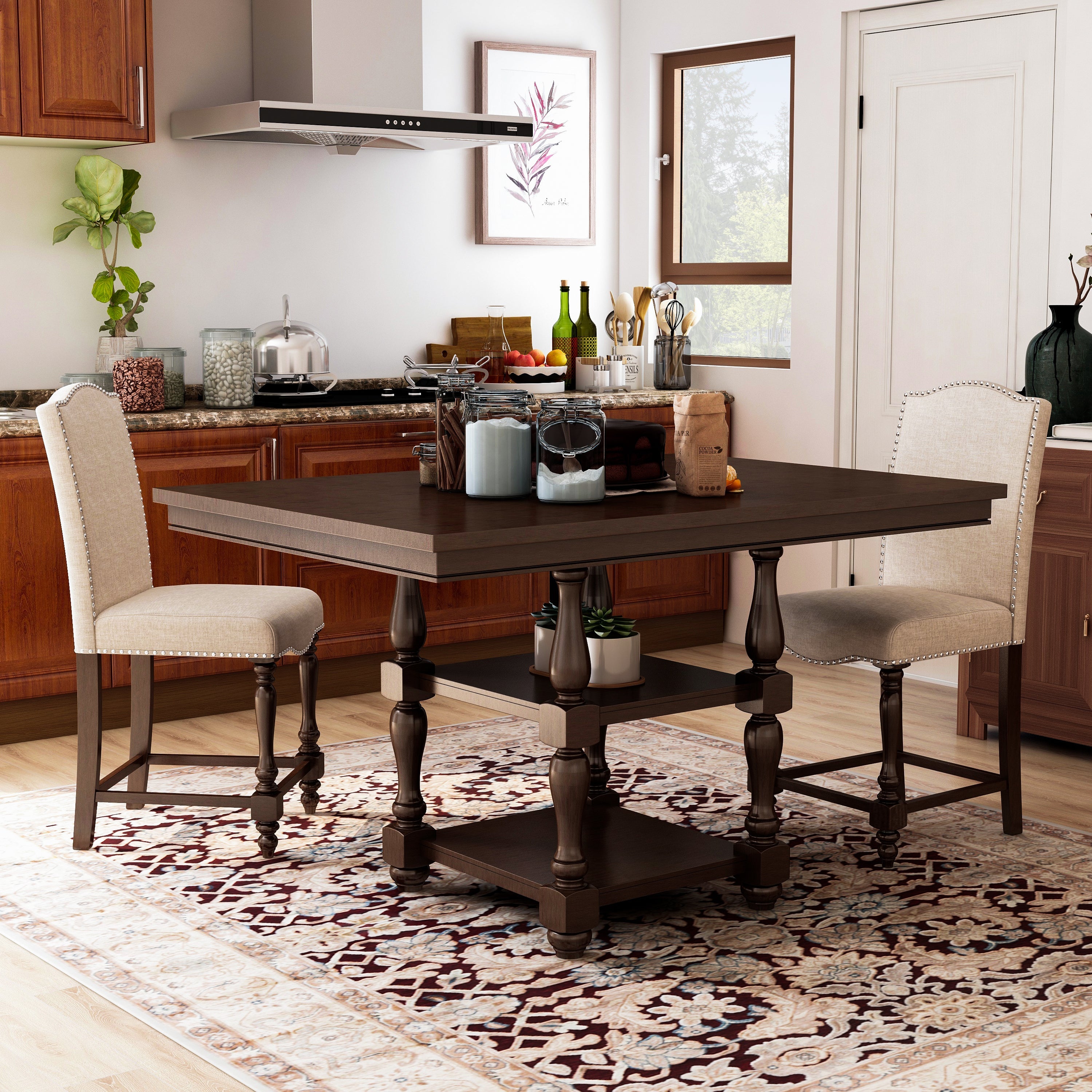 Roselyn Cottage 2-Shelf Counter Height Table