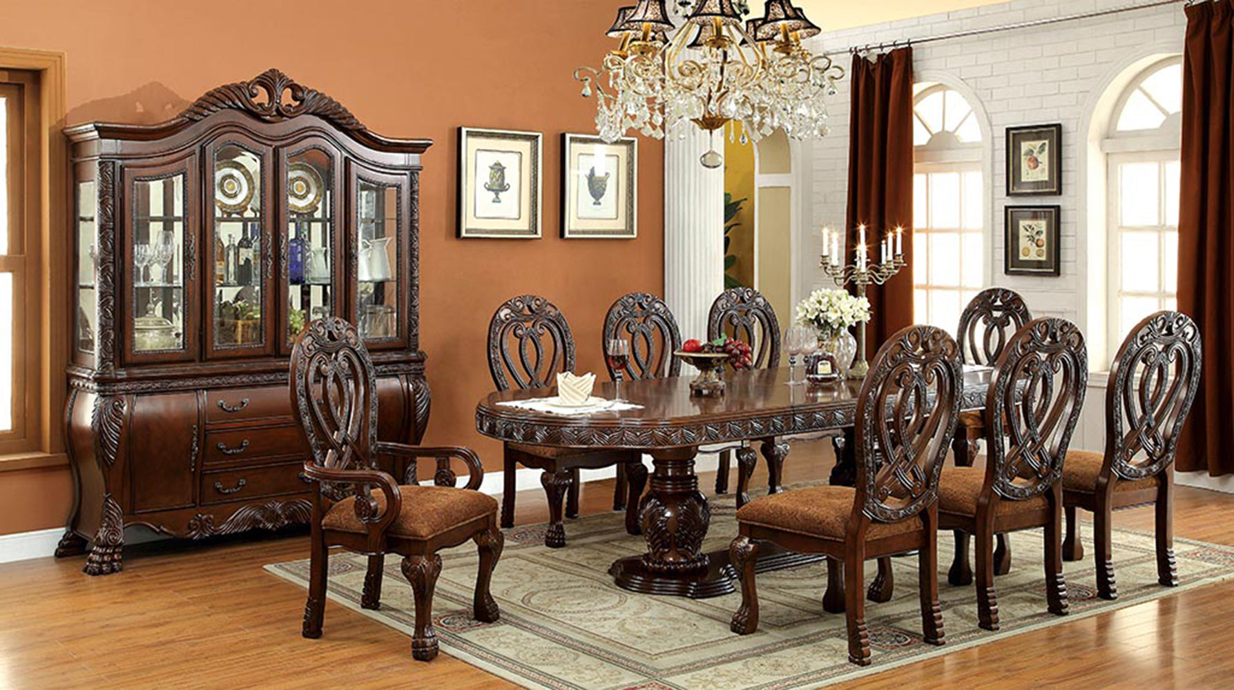 Beau Traditional Padded Side Chairs in Cherry (Set of 2)