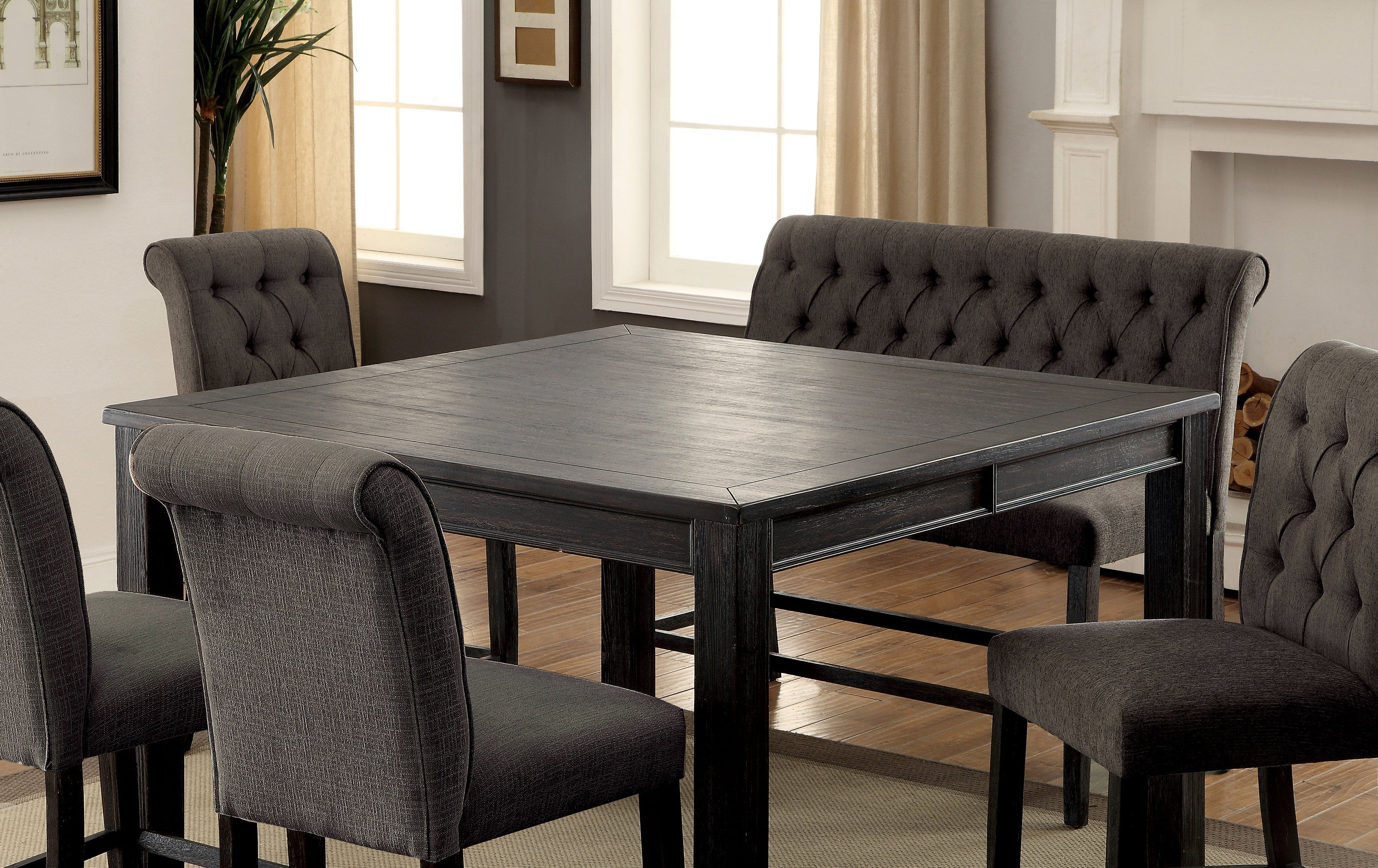 Lubbers Rustic Square Counter Height Table in Antique Black