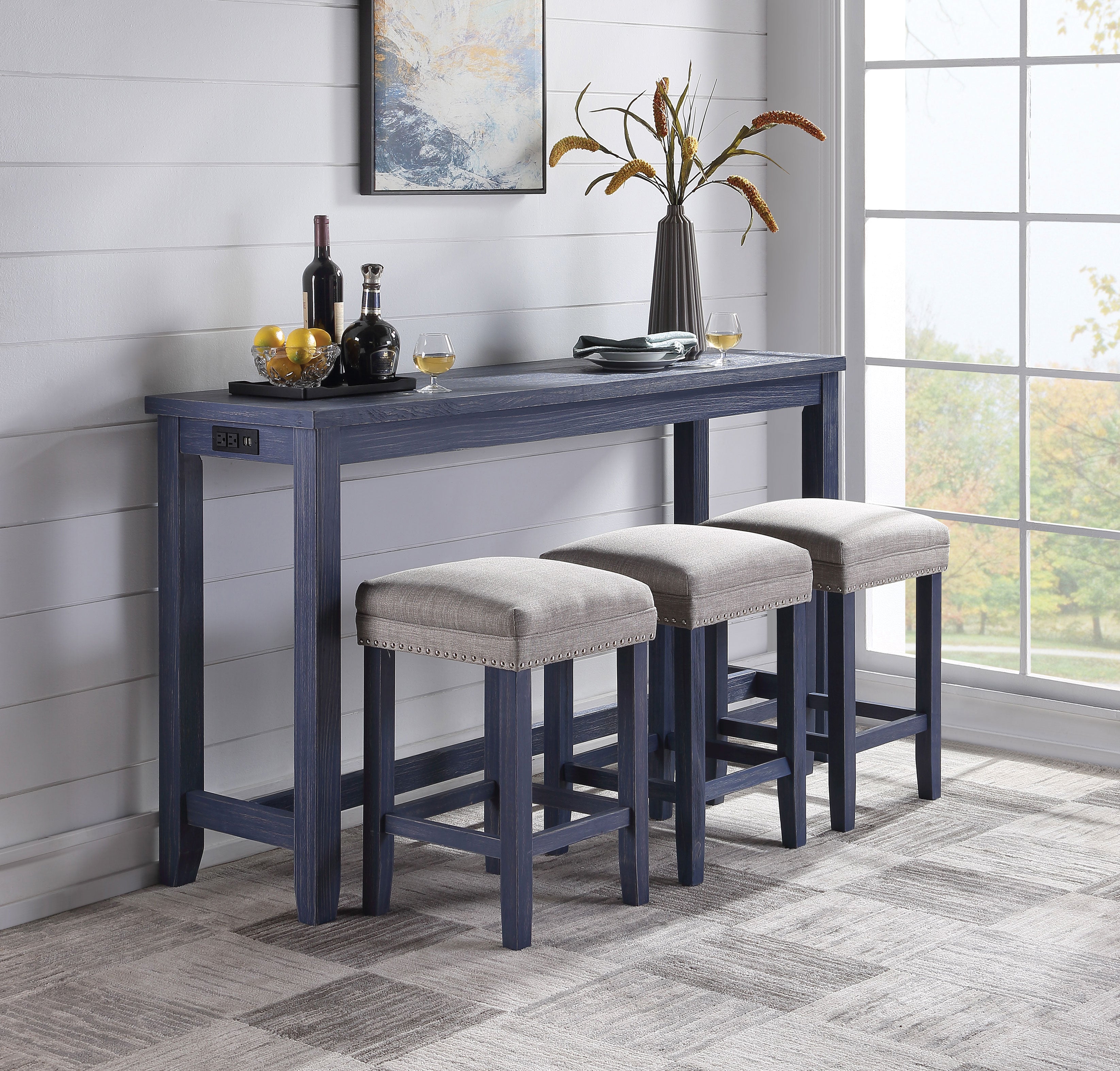 Sabana 4-Piece Counter Height Dining Set in Antique Blue