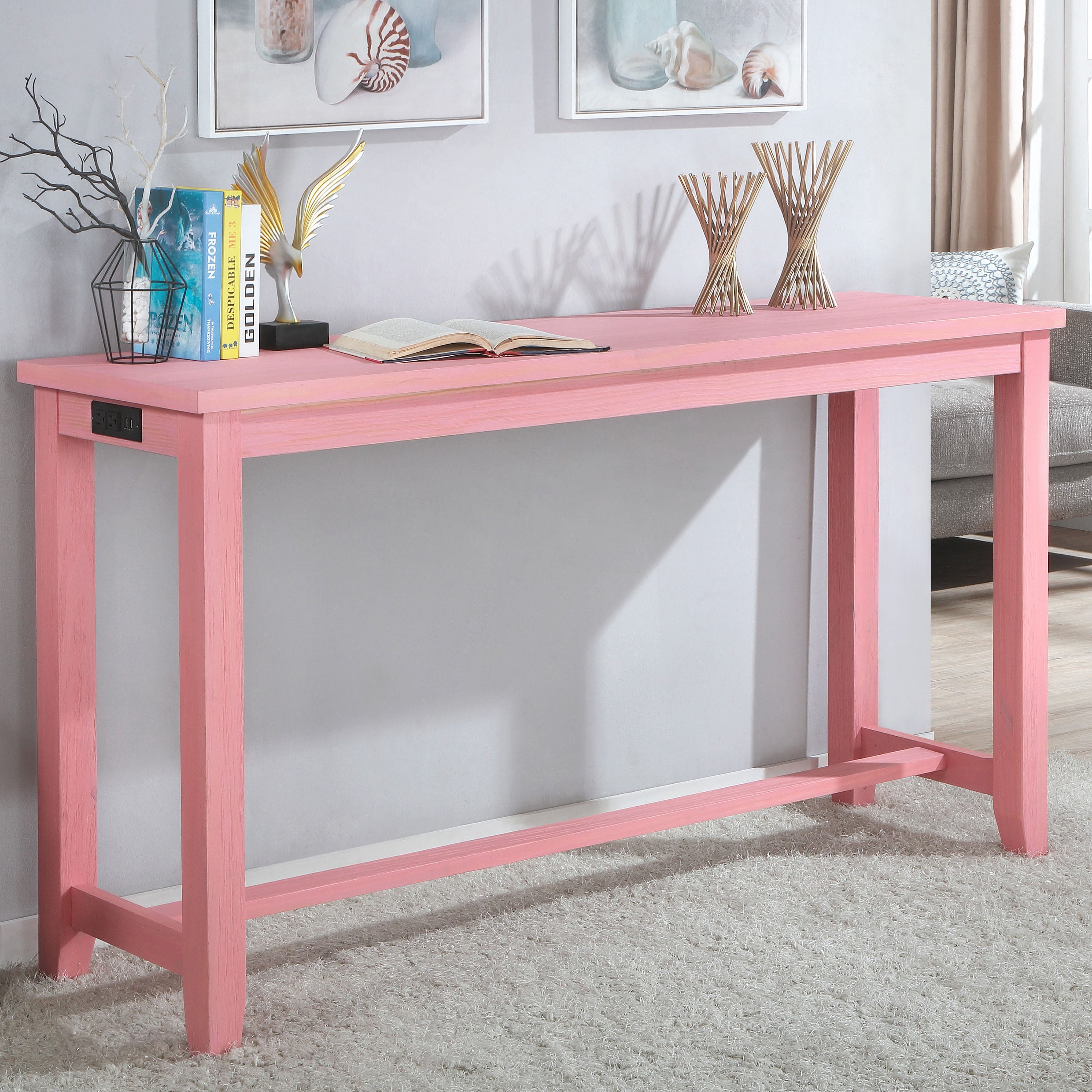 Sabana Counter Height Dining Table with USB Plug in Antique Pink