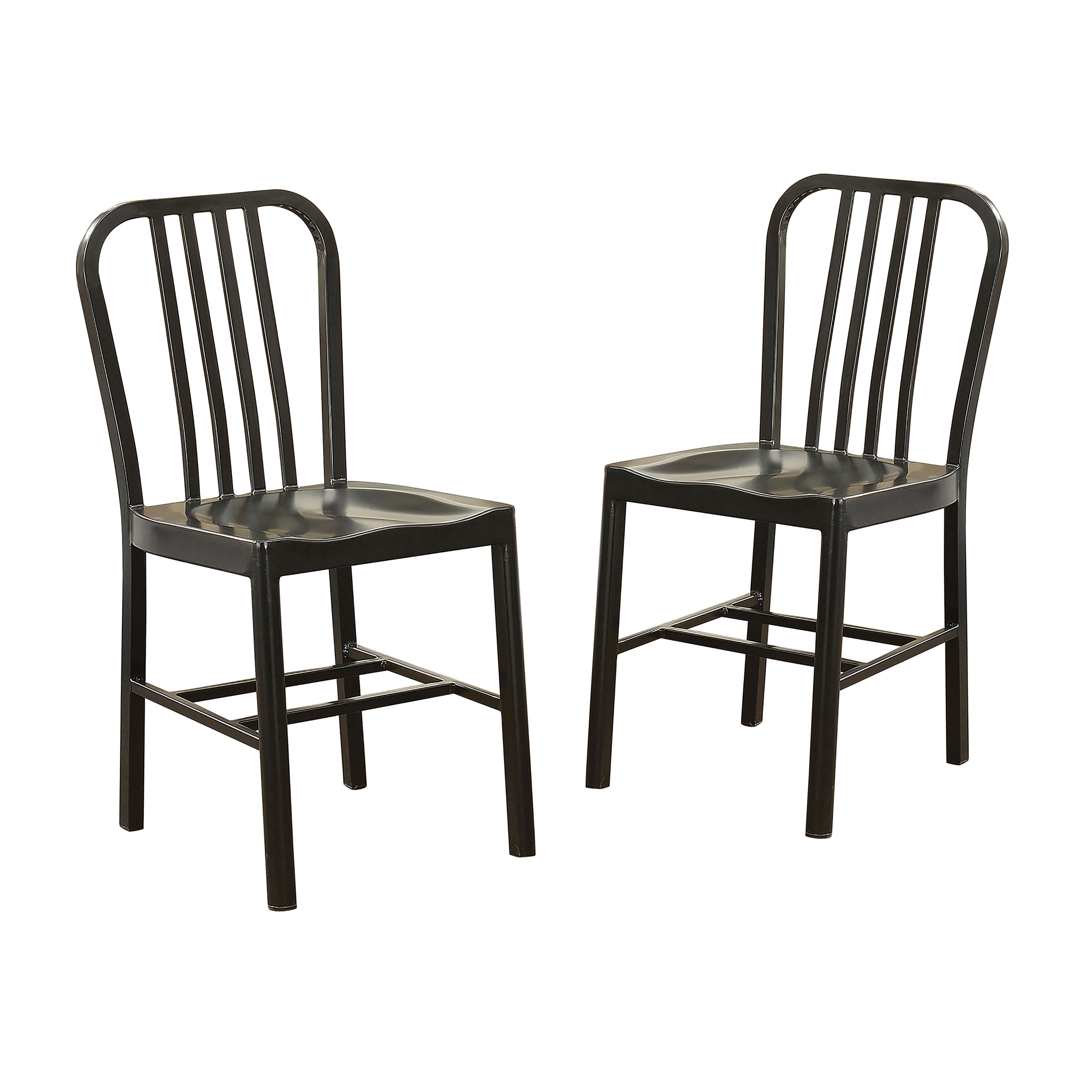 Waterloo Industrial Steel Slat Back Side Chairs in Black (Set of 2)
