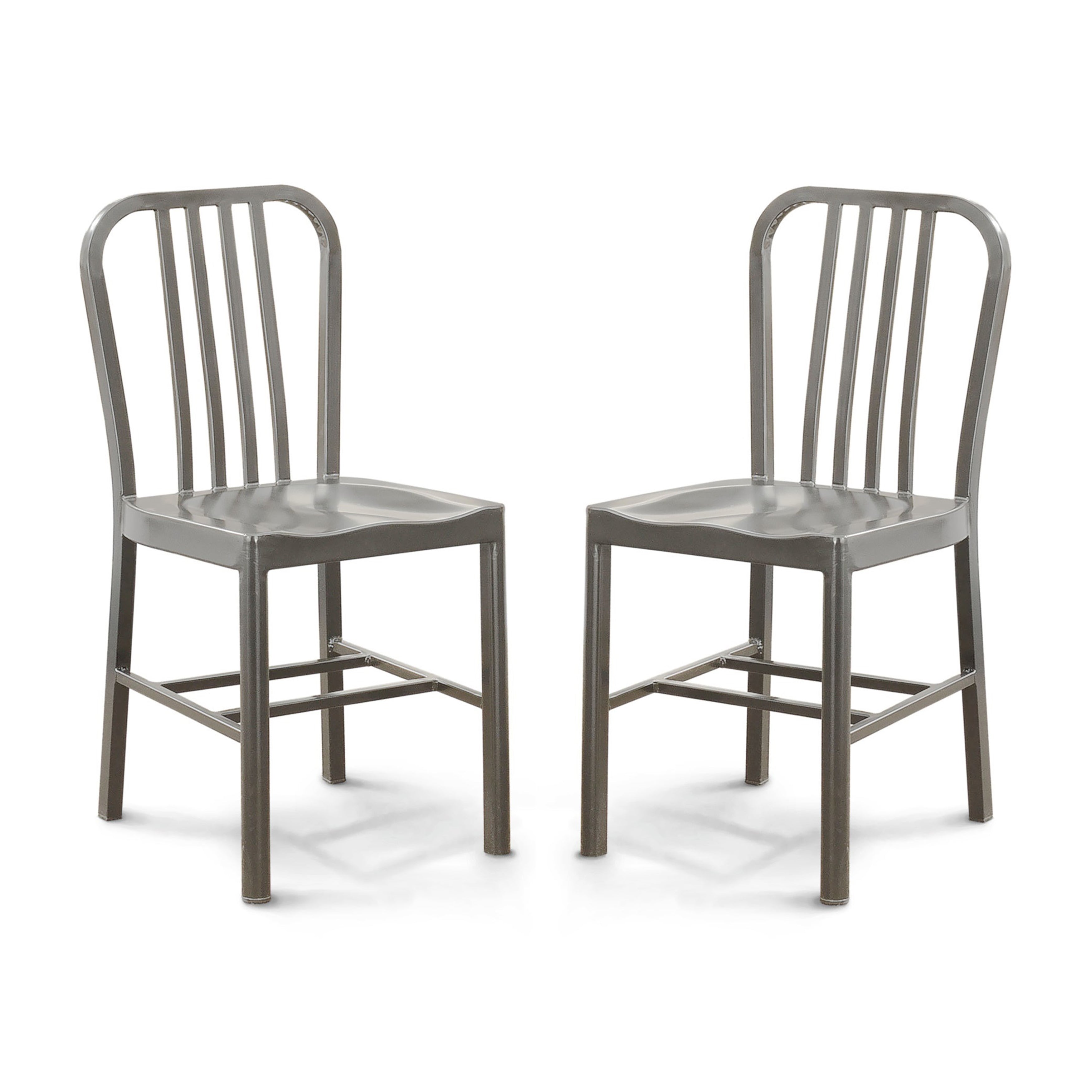 Waterloo Industrial Metal Slat Back Side Chairs in Gun metal finish (Set of 2)