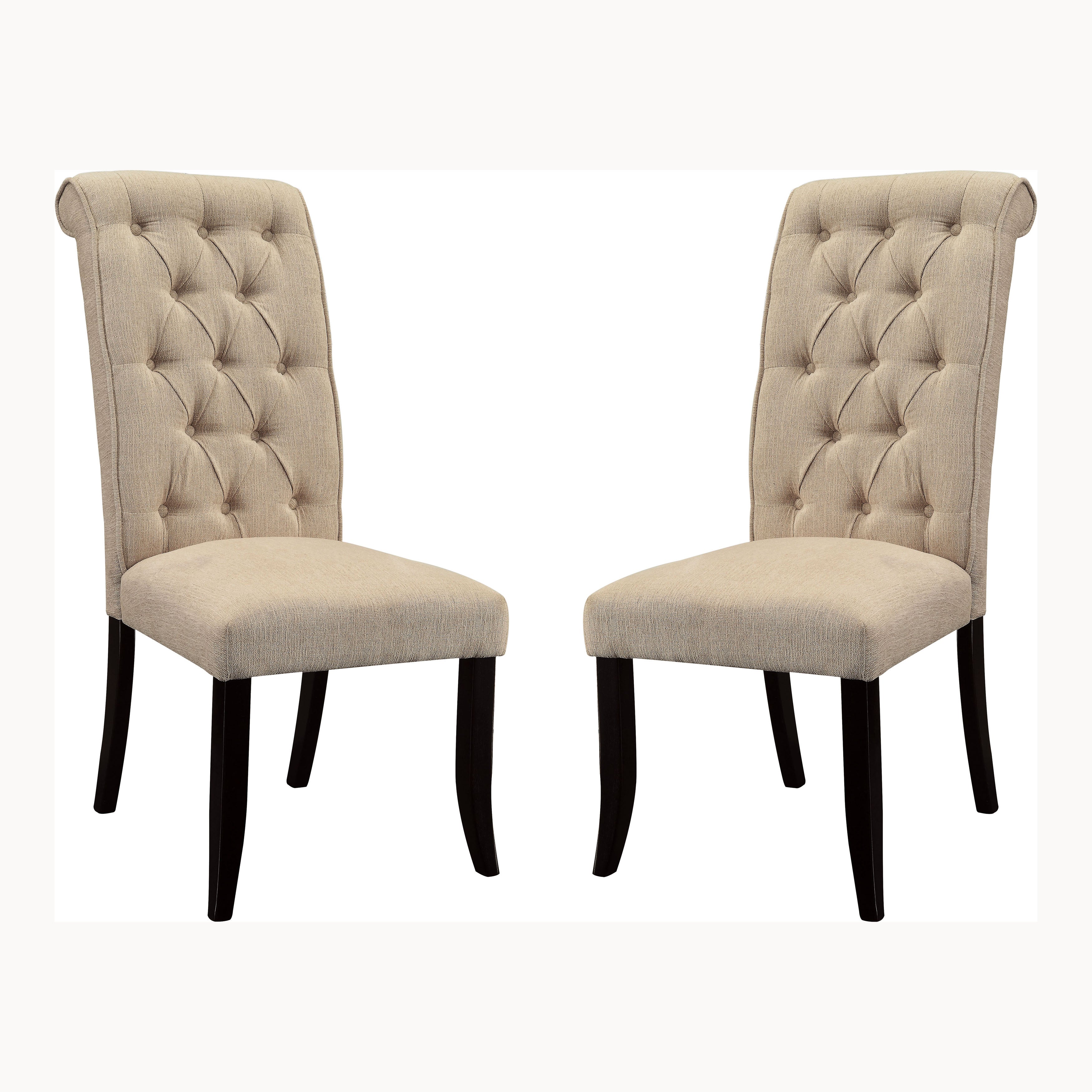 Marynda Transitional Button Tufted Side Chairs in Ivory (Set of 2)