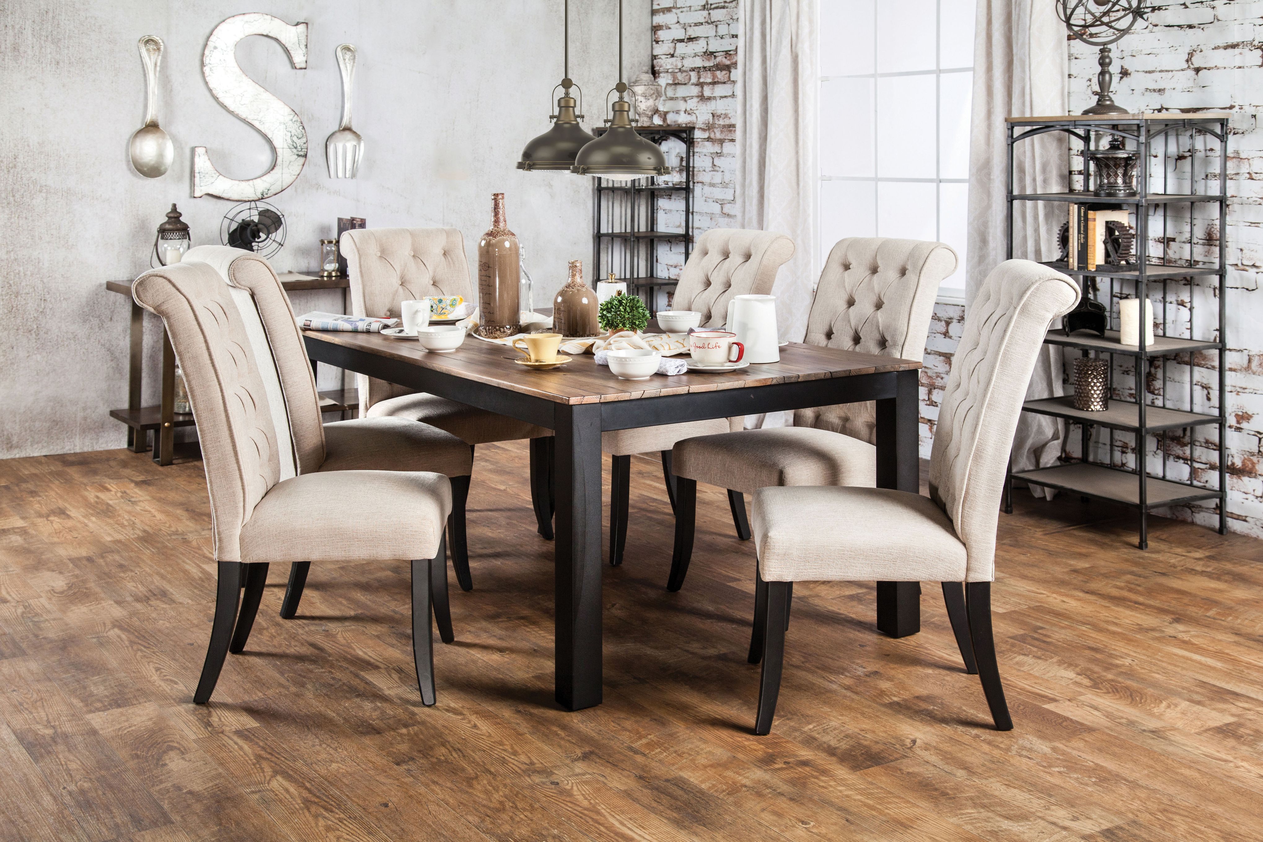 Marynda Transitional Button Tufted Side Chairs in Ivory (Set of 2)