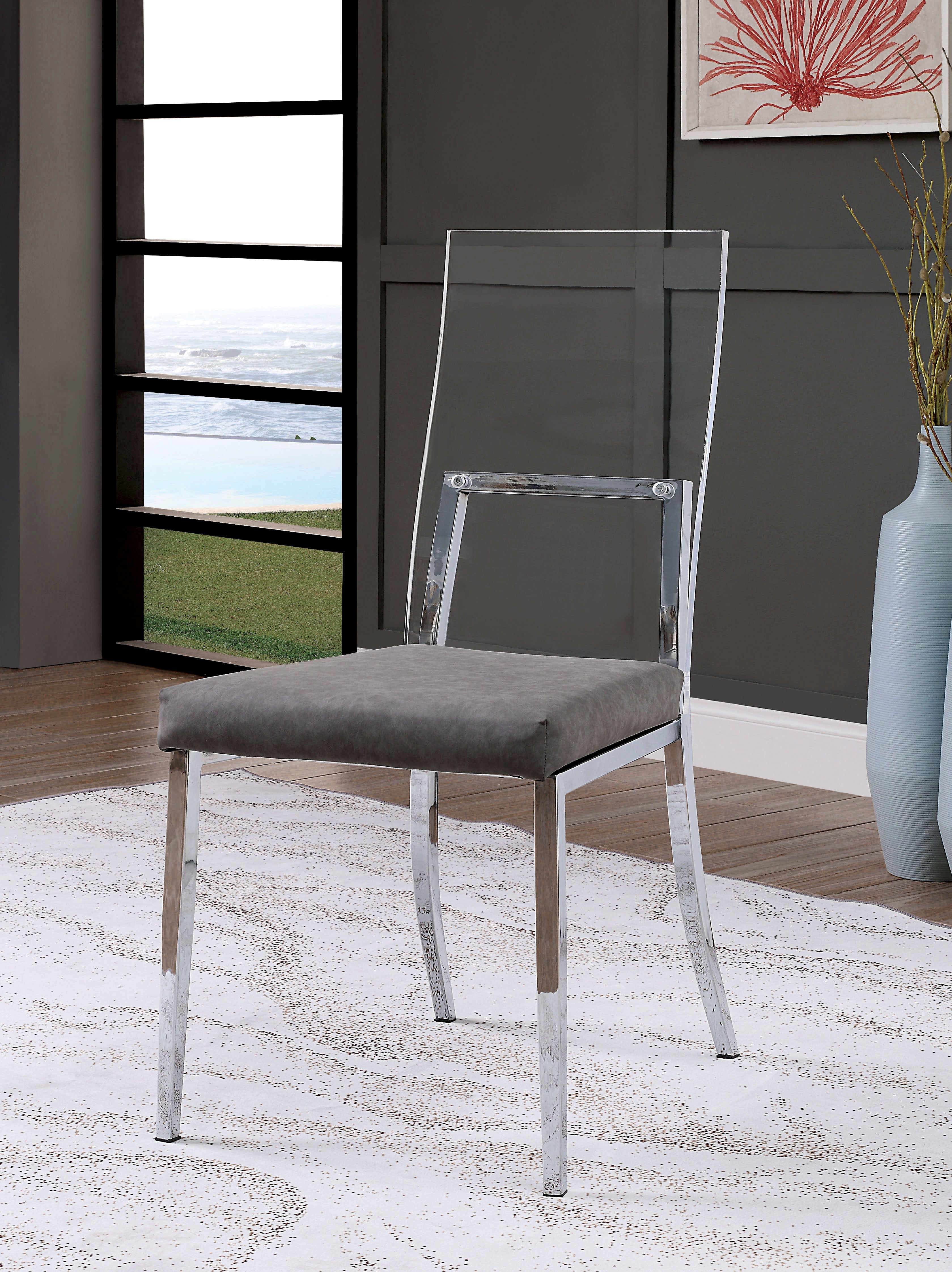 Caydence Contemporary Glass Back Side Chairs (Set of 2)