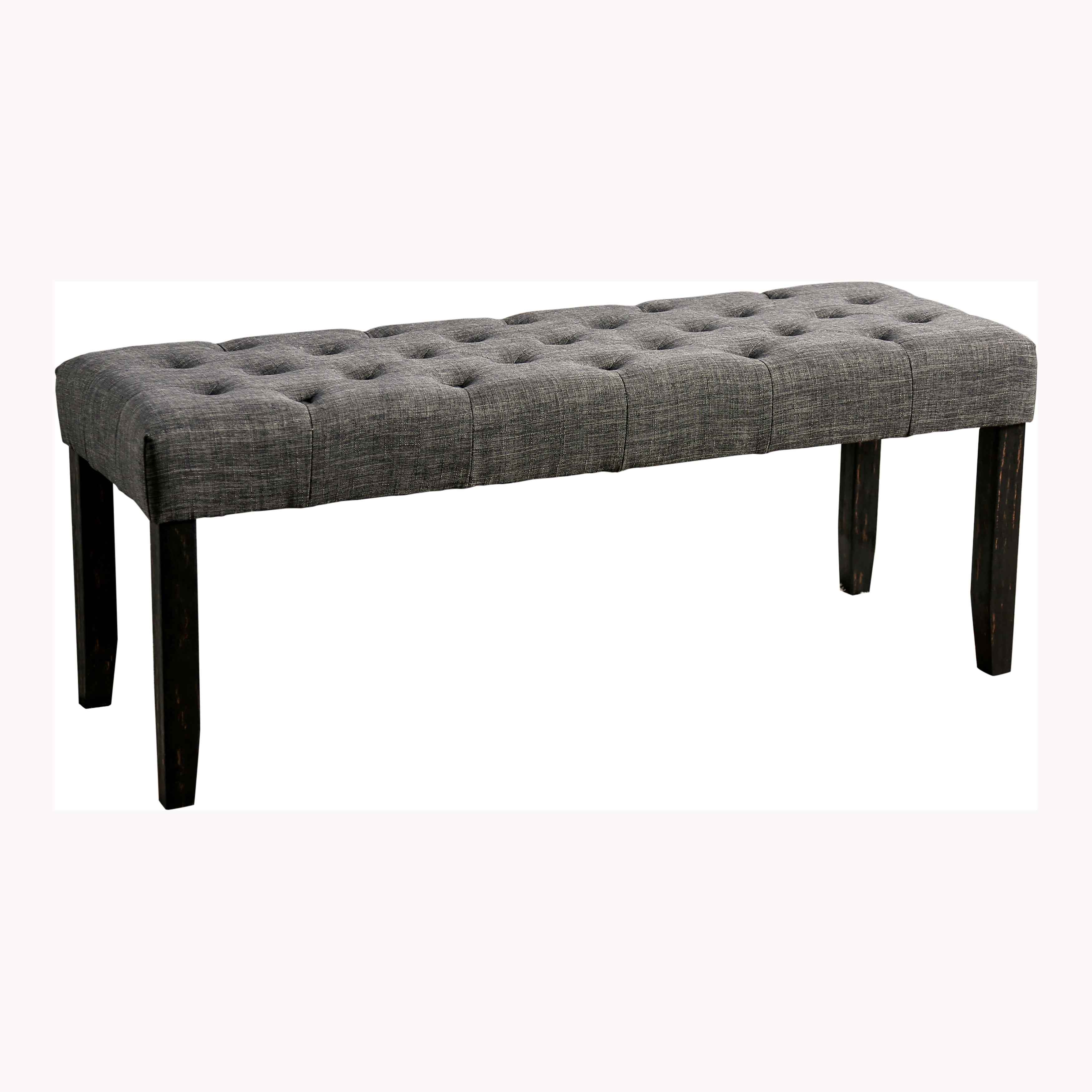 Lorton Rustic Button Tufted Bench in Gray
