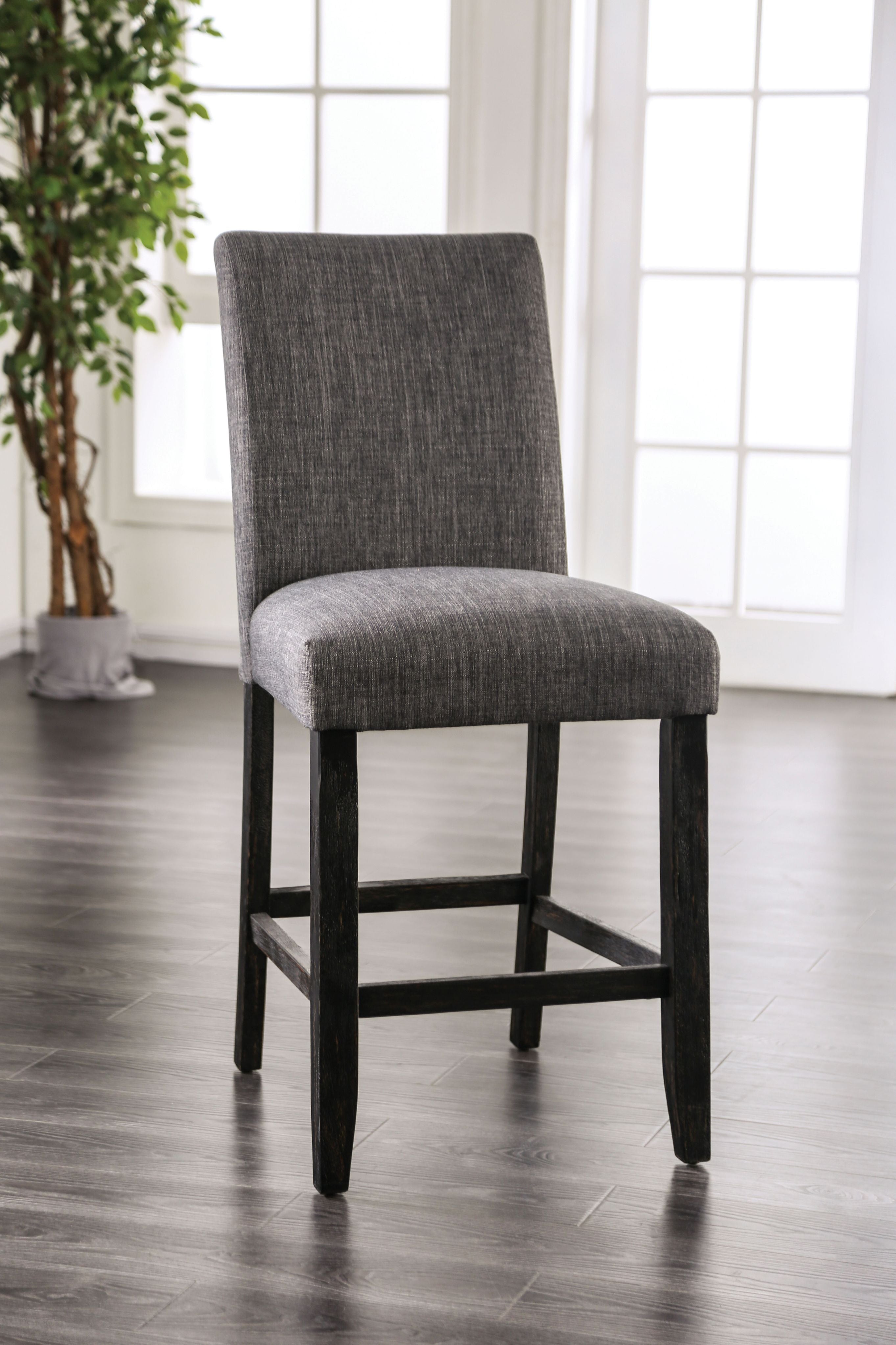 Shielle Rustic Padded Counter Height Chairs in Gray (Set of 2)
