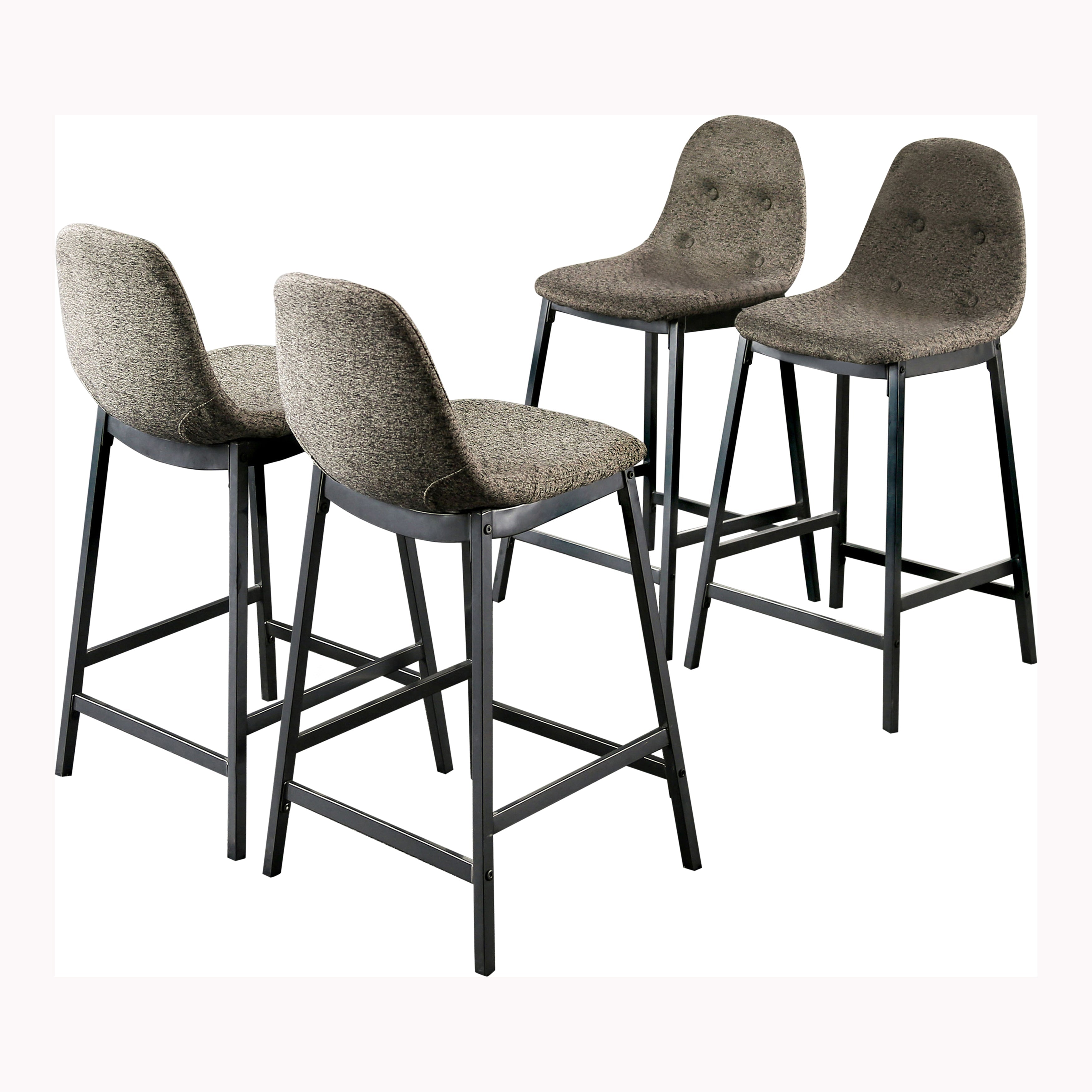 Vorah Mid-Century Modern Button Tufted Counter Height Chairs (Set of 4)