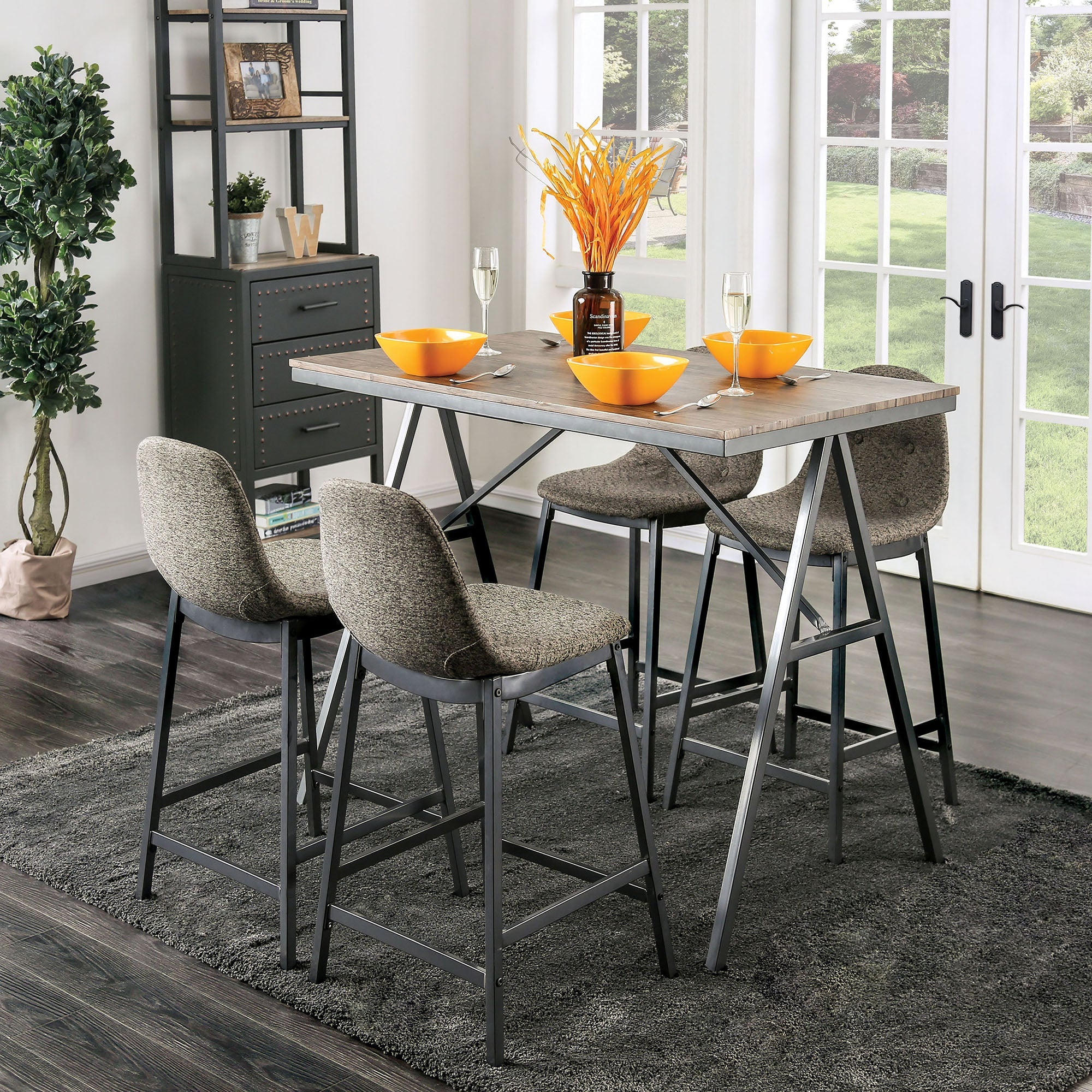 Vorah Mid-Century Modern Button Tufted Counter Height Chairs (Set of 4)