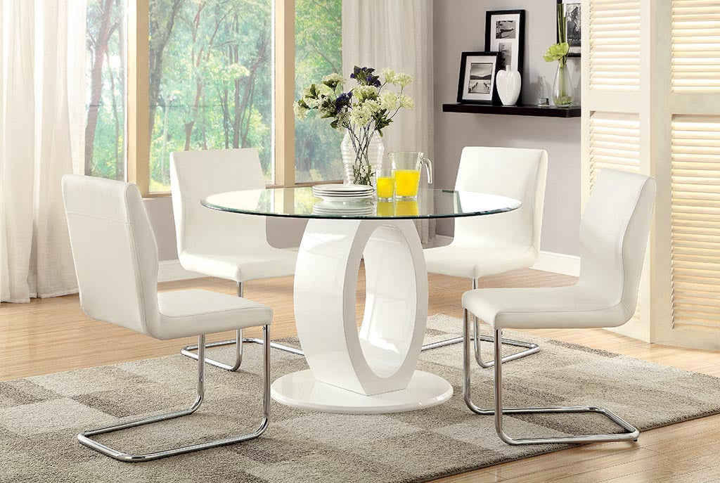Xavia Contemporary Faux Leather Side Chairs in White (Set of 2)