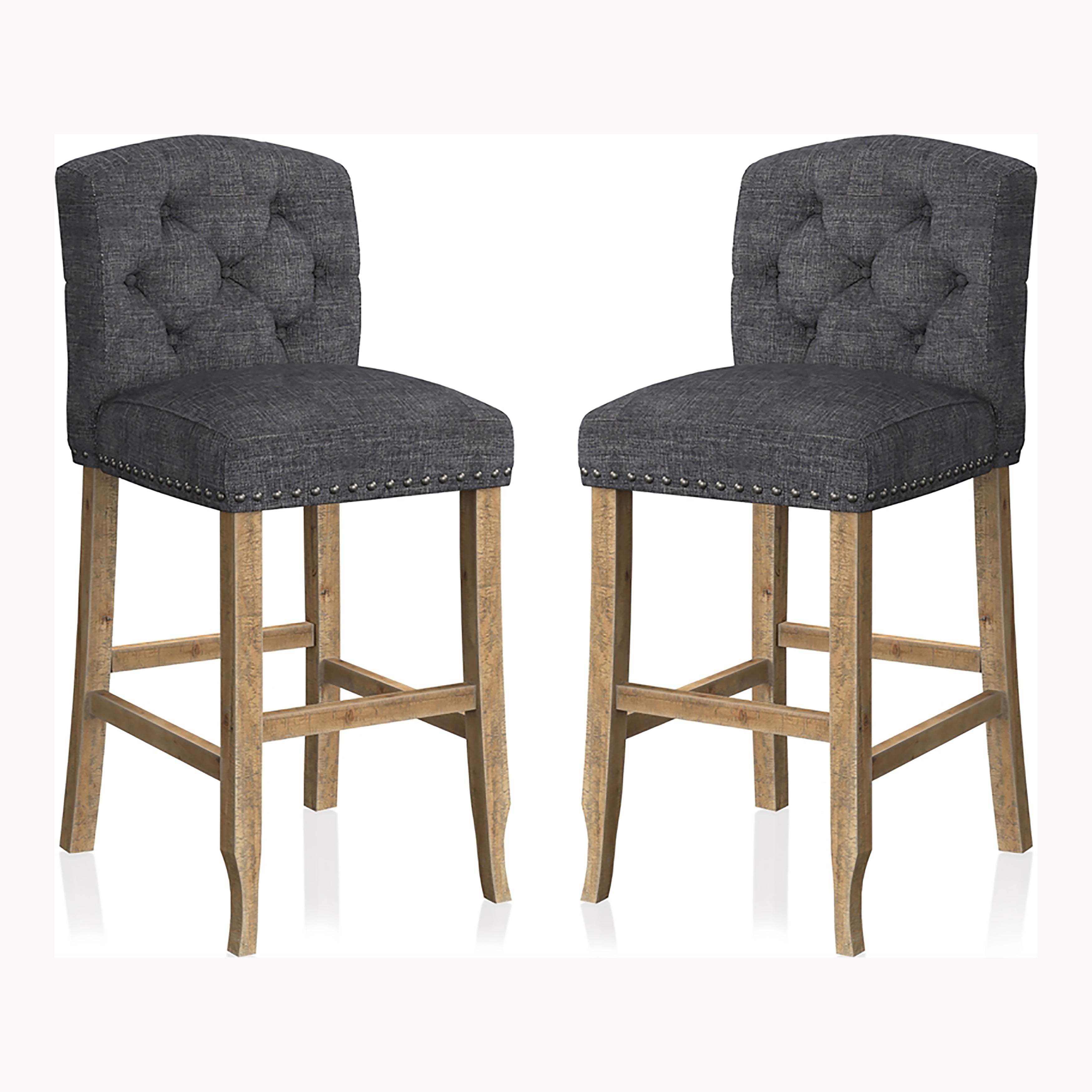 Lyon Cottage Button Tufted Dining Chairs in Dark Gray (Set of 2)