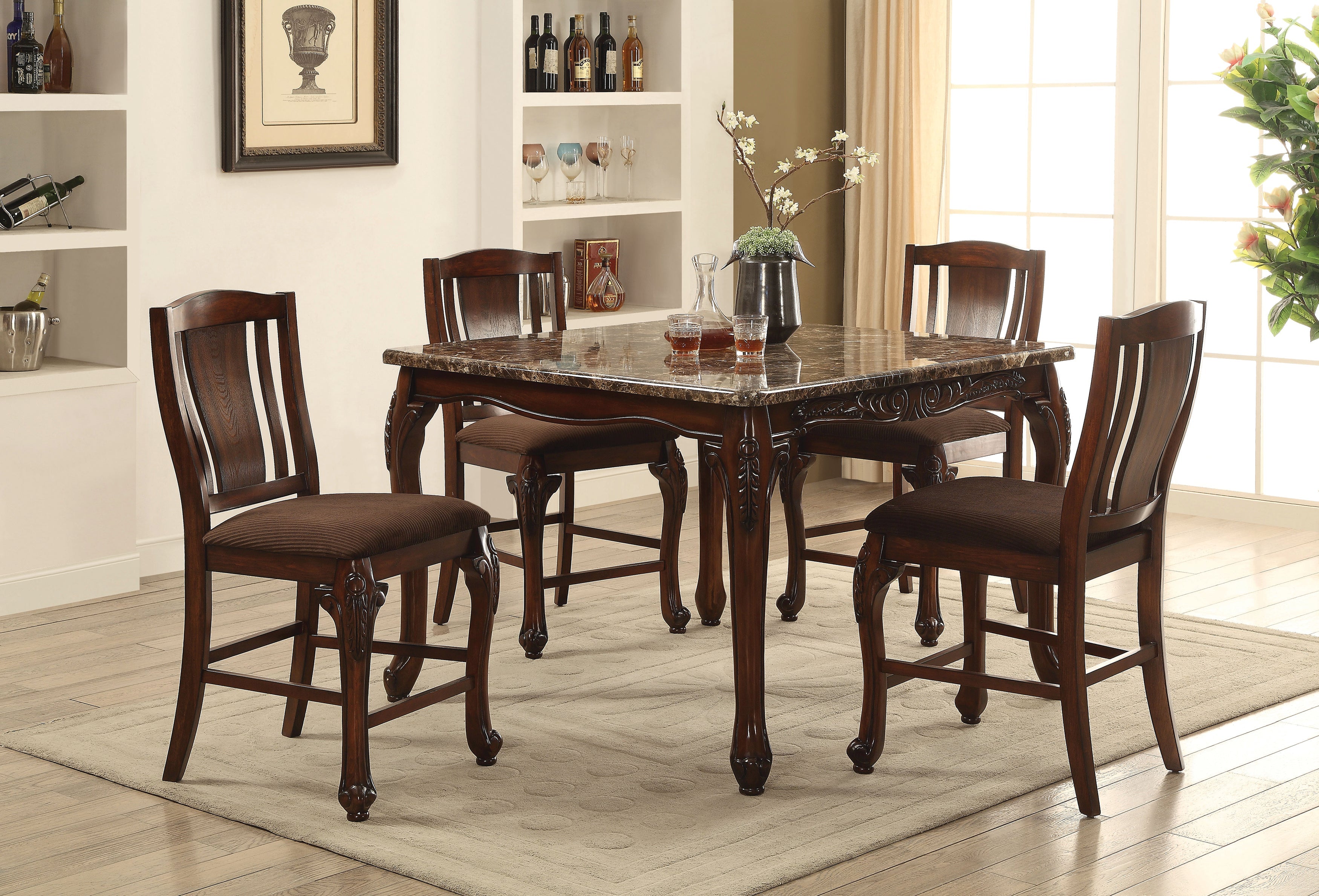 Hannah Traditional Marble Top Counter Height Table