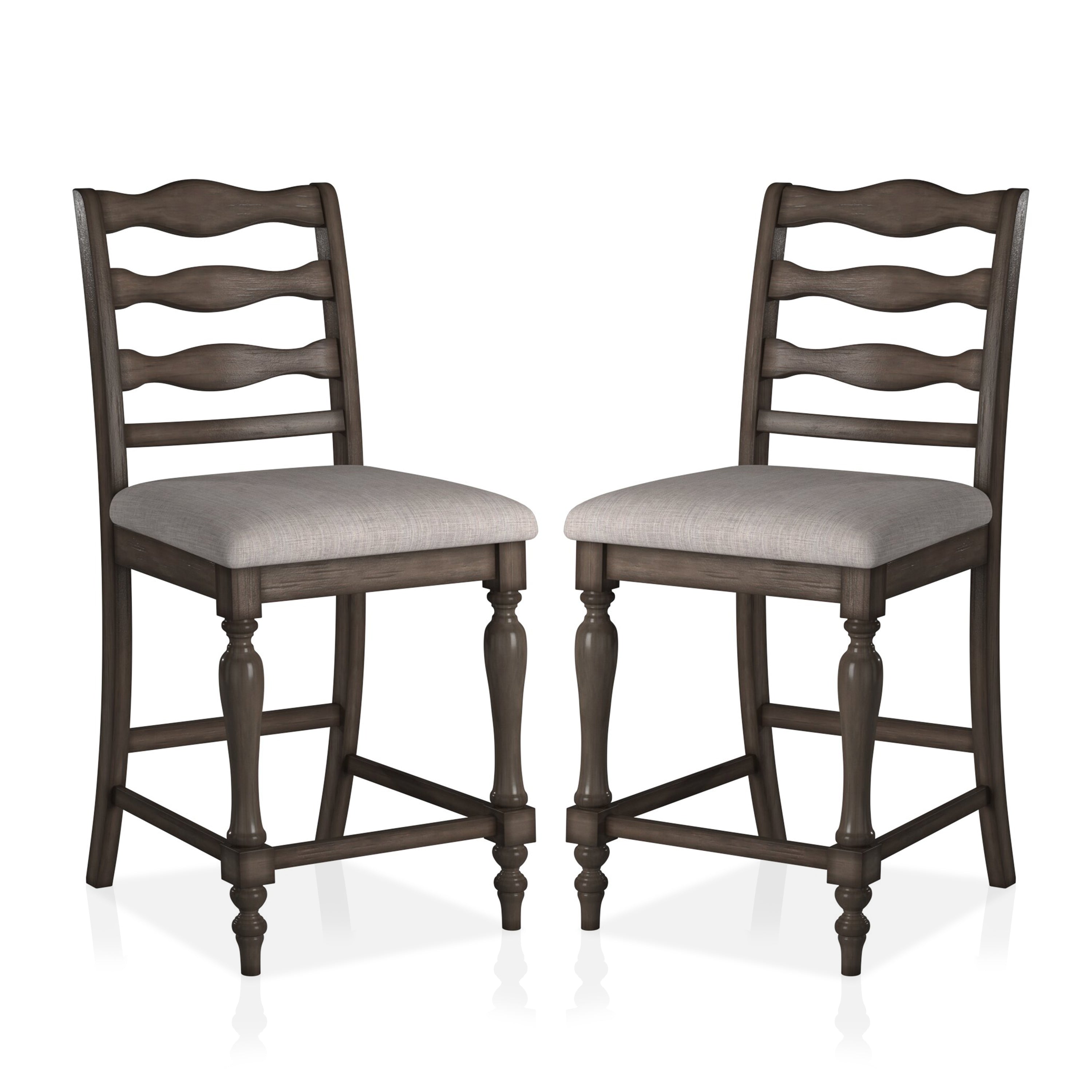 Earnest Rustic Padded Counter Height Chairs in Gray (Set of 2)