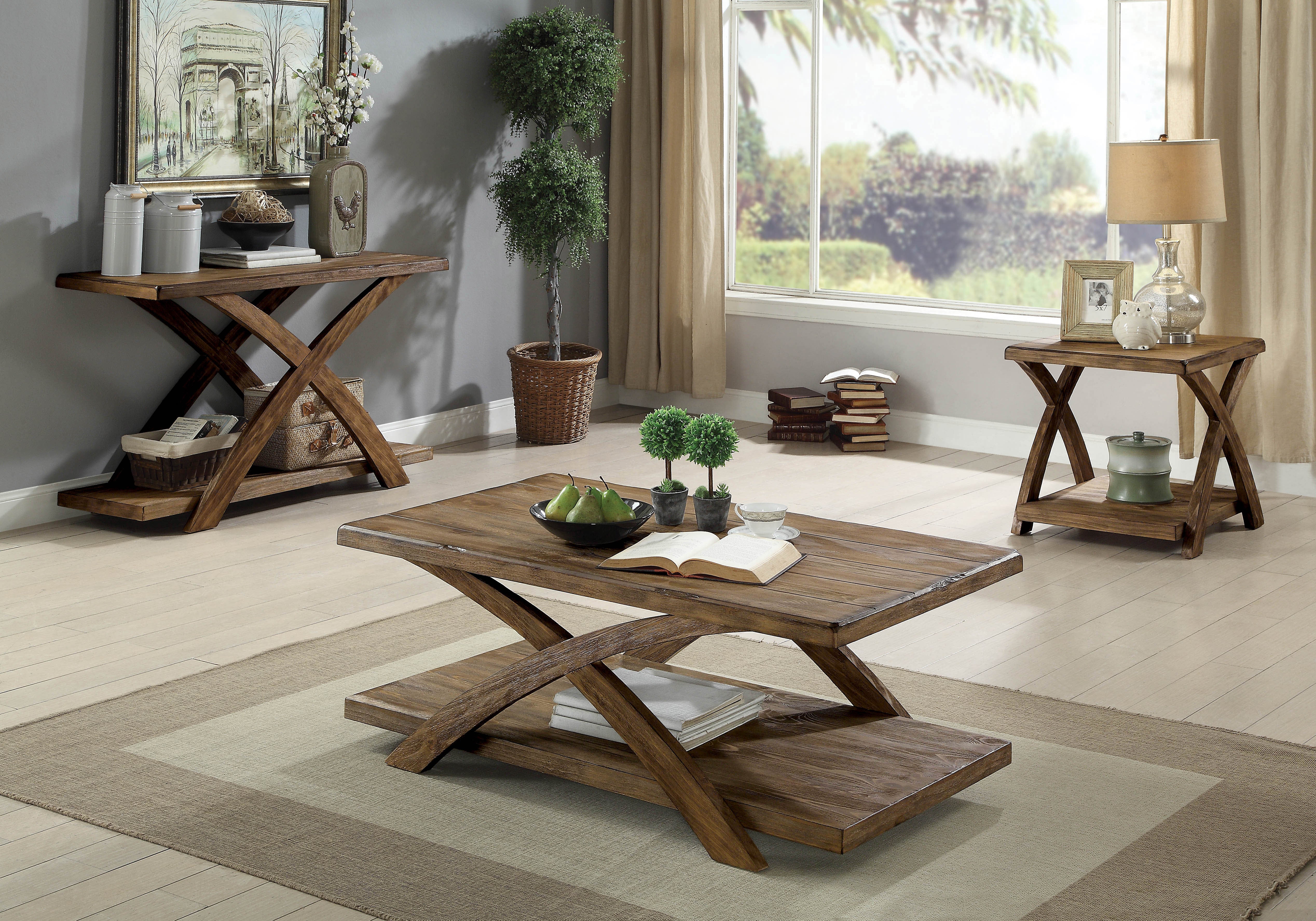 Habert Transitional Open Shelf Sofa Table