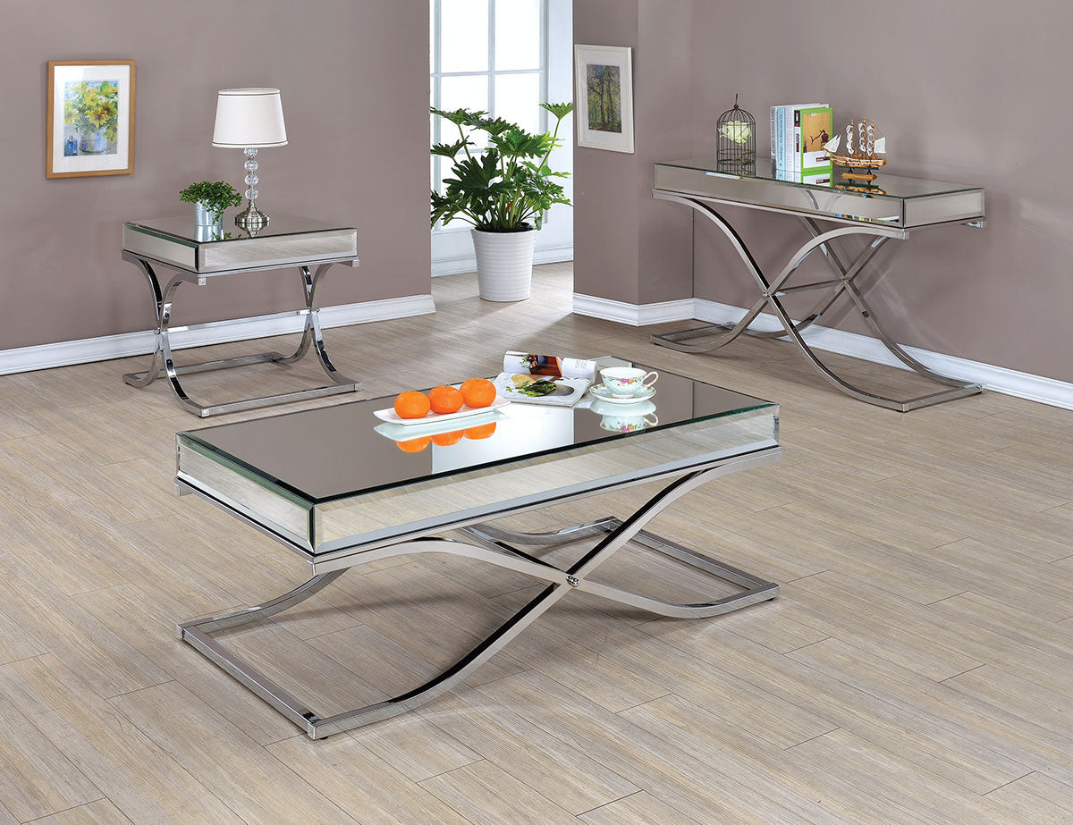 Lorrisa Contemporary Glass Top End Table in Chrome