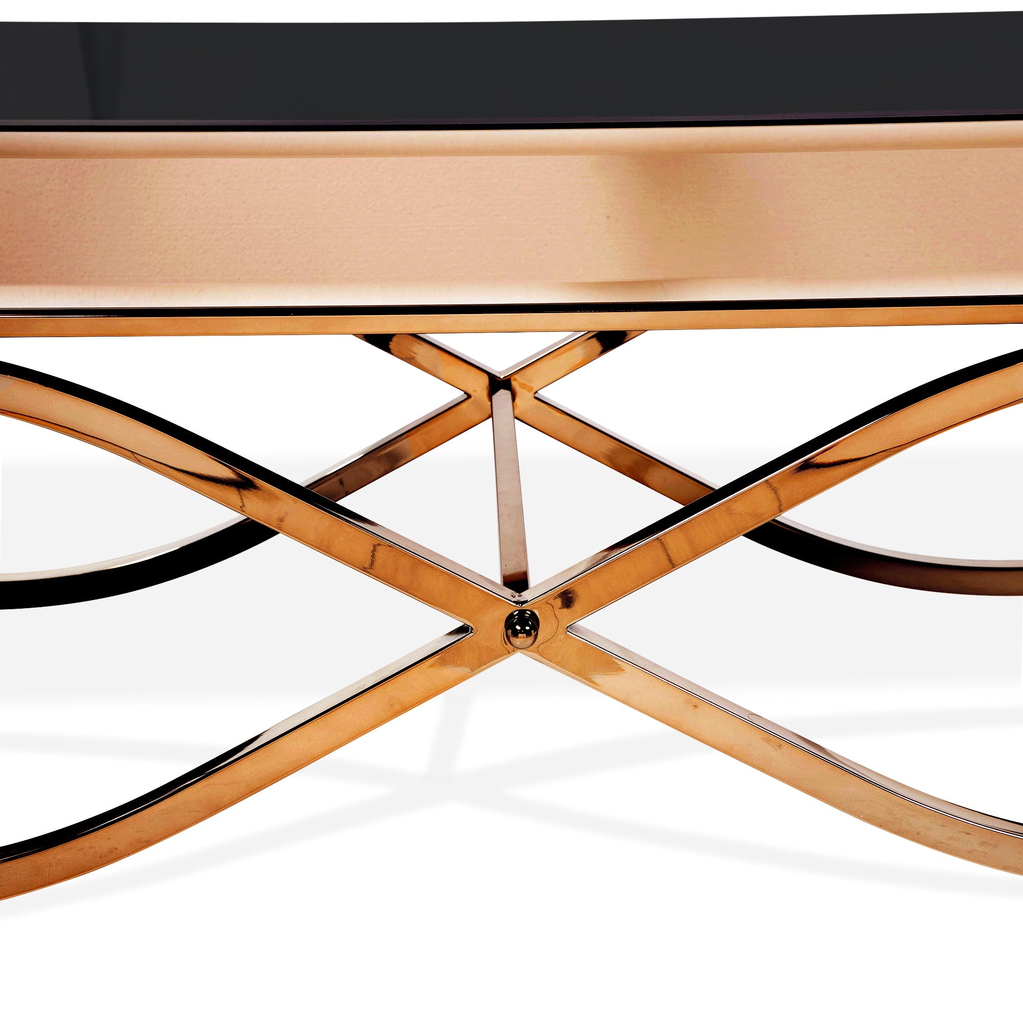 Lorrisa Contemporary Glass Top Coffee Table in Brass
