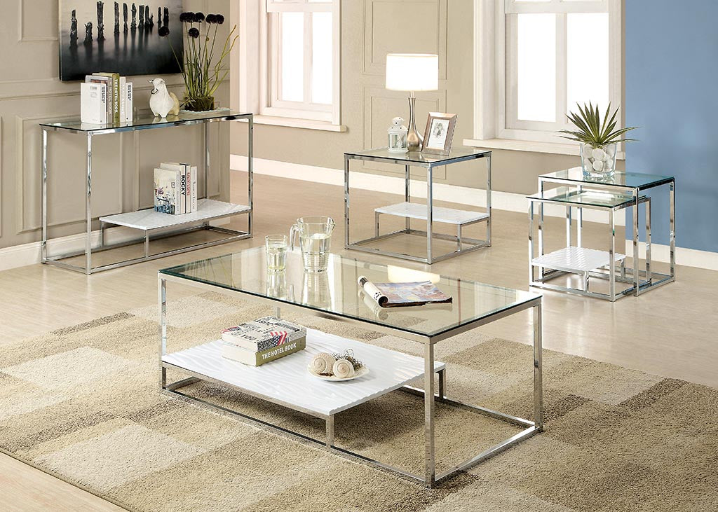 Aldea Contemporary Glass Top Sofa Table
