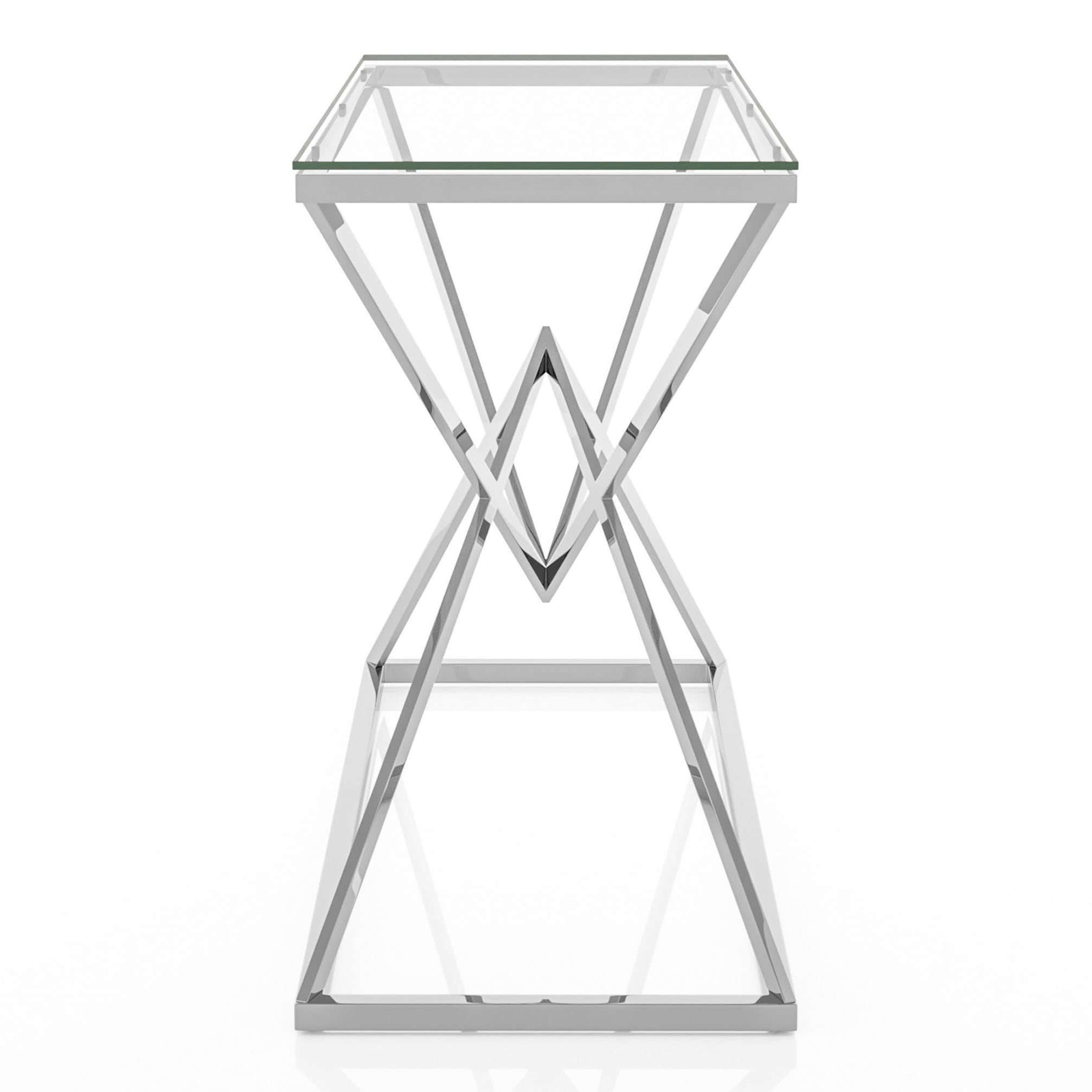 Cazzanarro Glass Top Console Table in Chrome