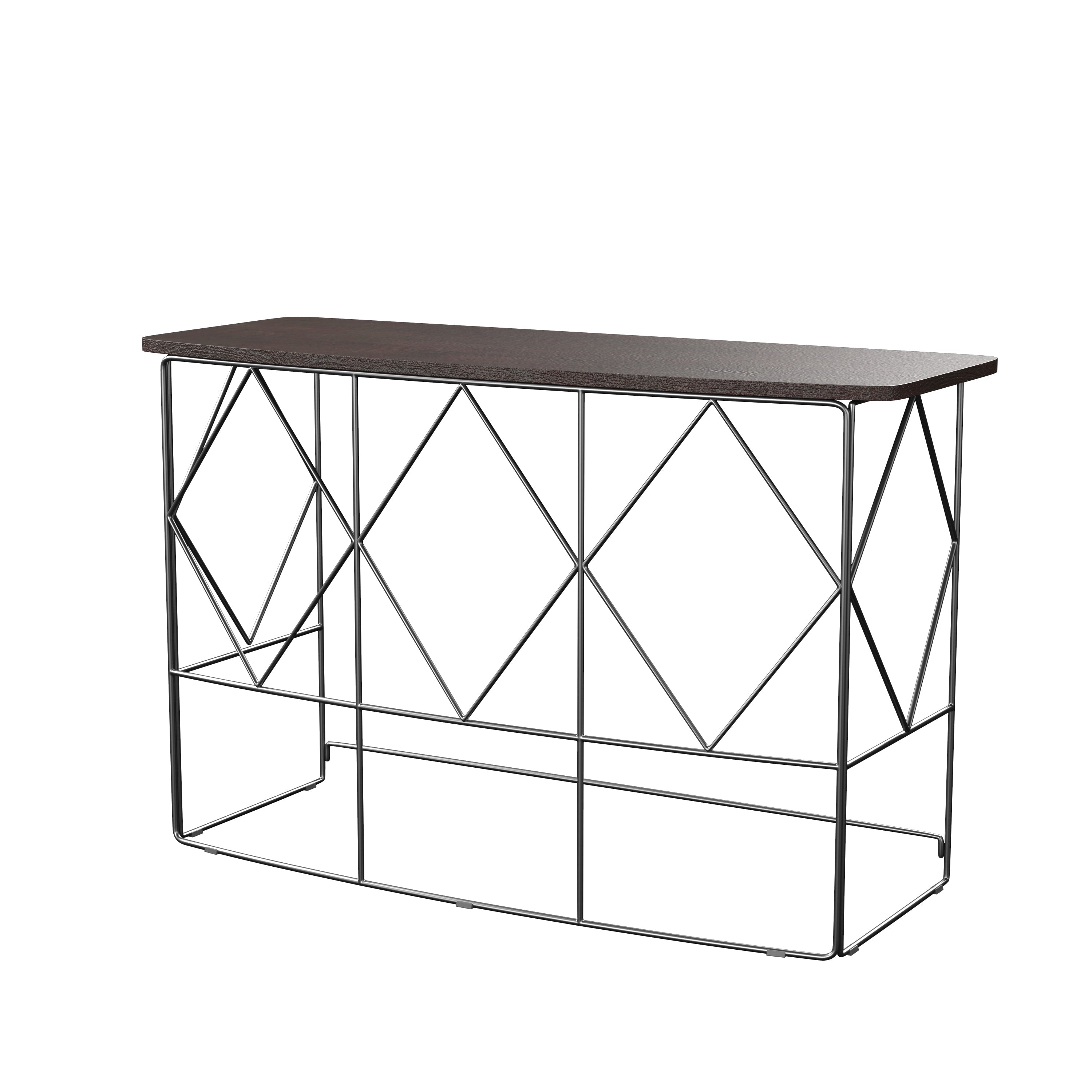 Borche Geometric Base Console Table in Walnut